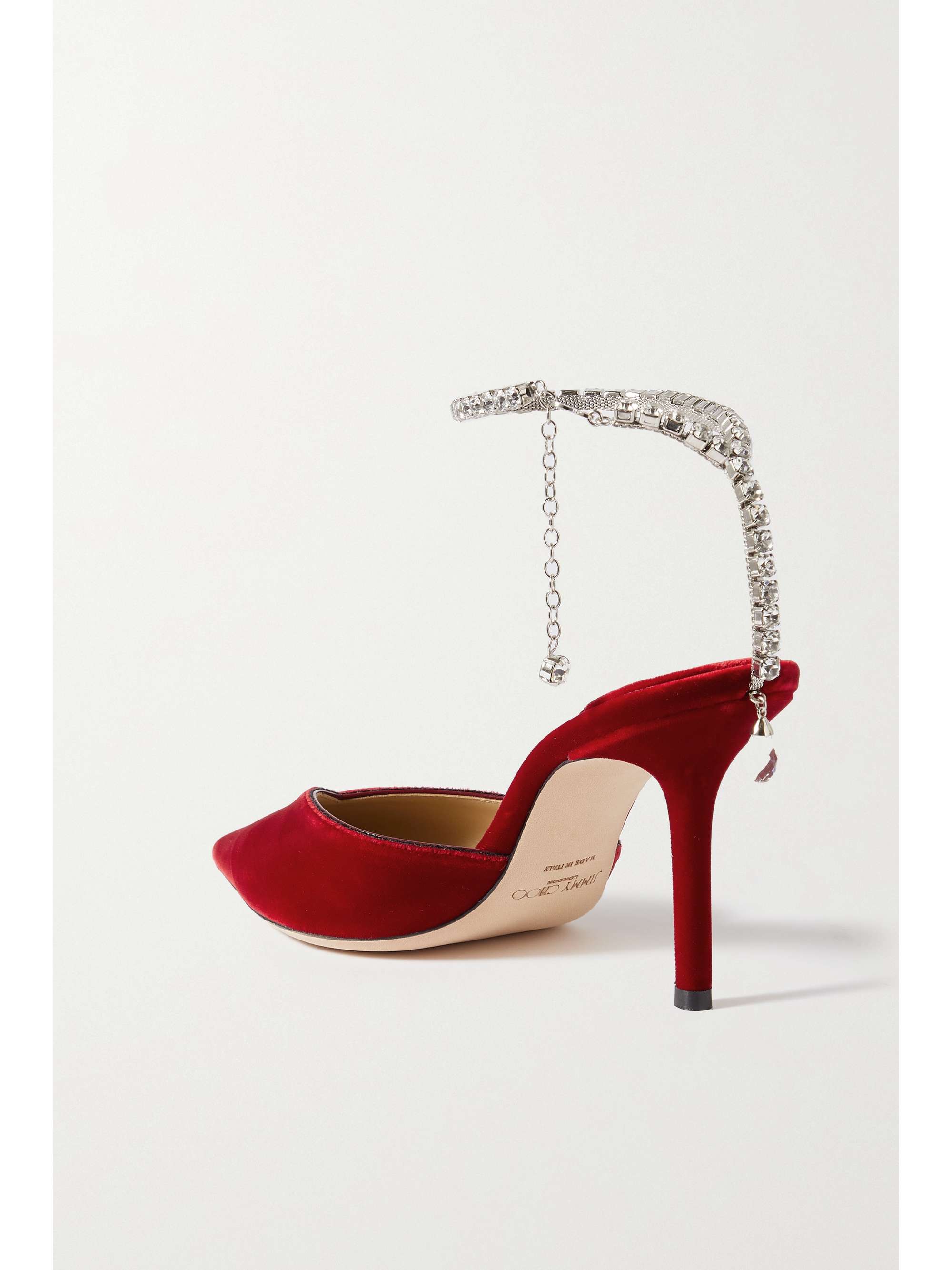 JIMMY CHOO Saeda 85 crystal-embellished velvet pumps