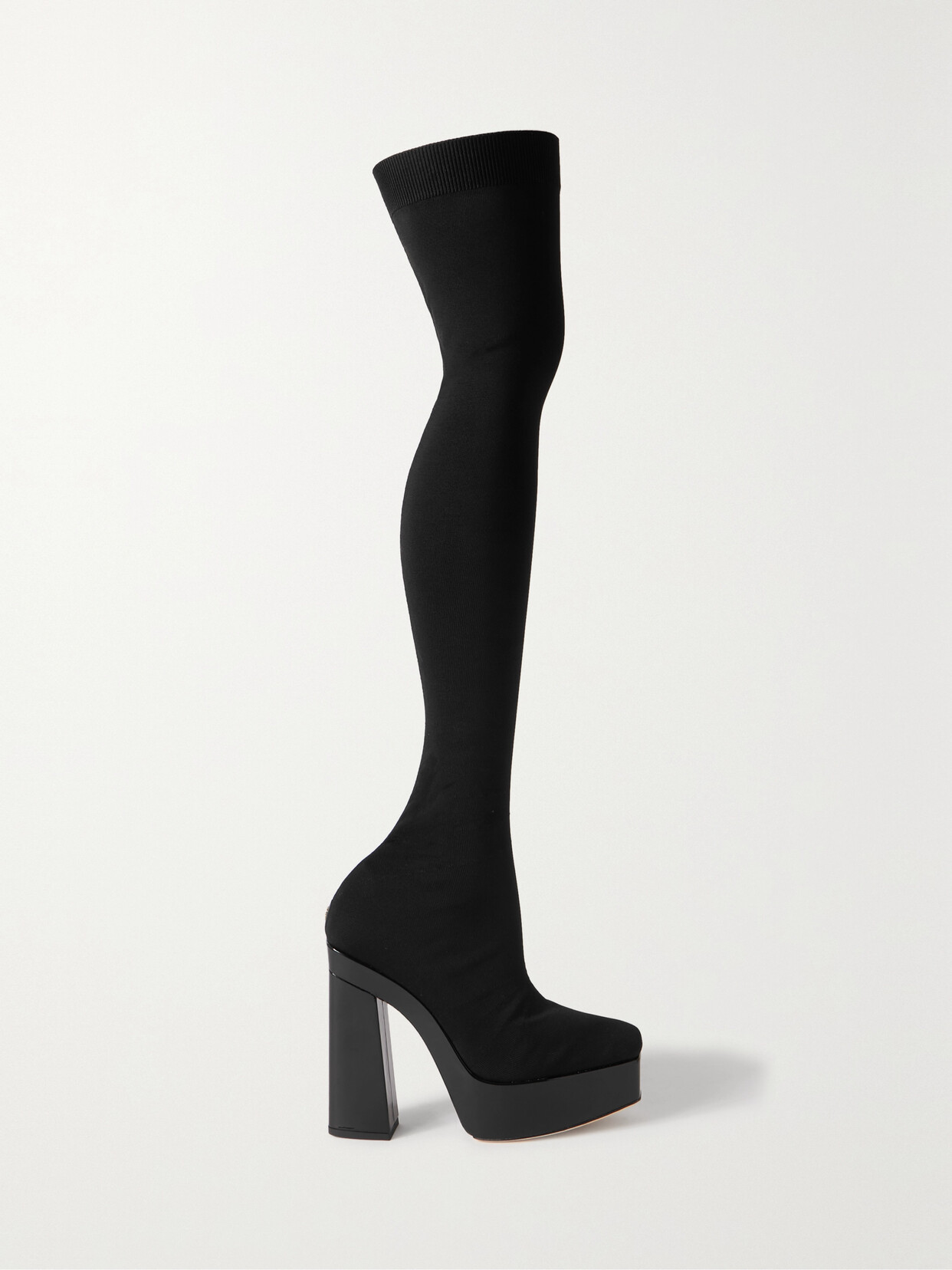 JIMMY CHOO GIOME OVER-THE-KNEE STRETCH-KNIT PLATFORM BOOTS