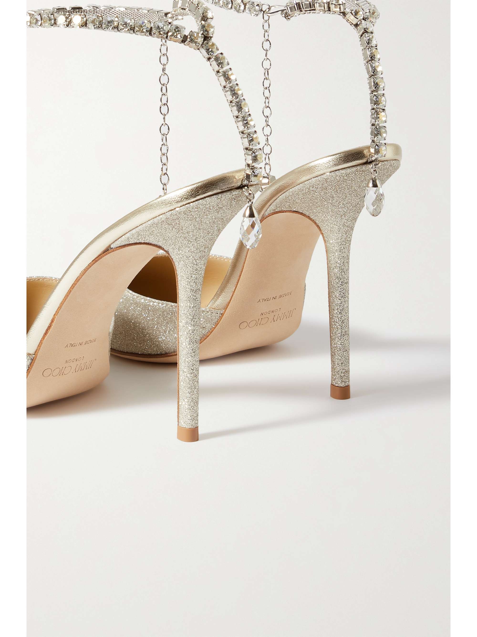 JIMMY CHOO Saeda 100 crystal-embellished glittered canvas pumps