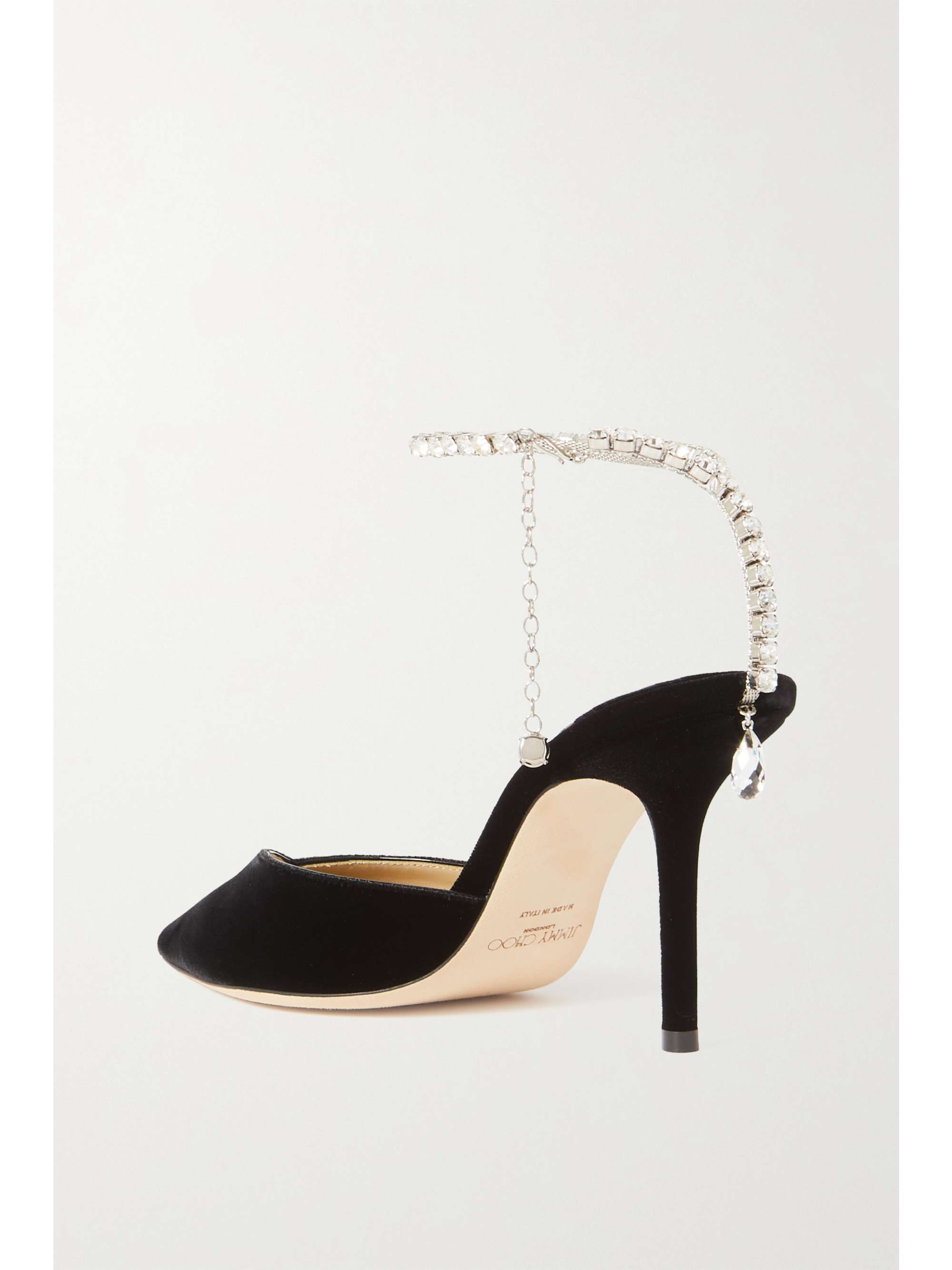 JIMMY CHOO Saeda 85 crystal-embellished velvet pumps