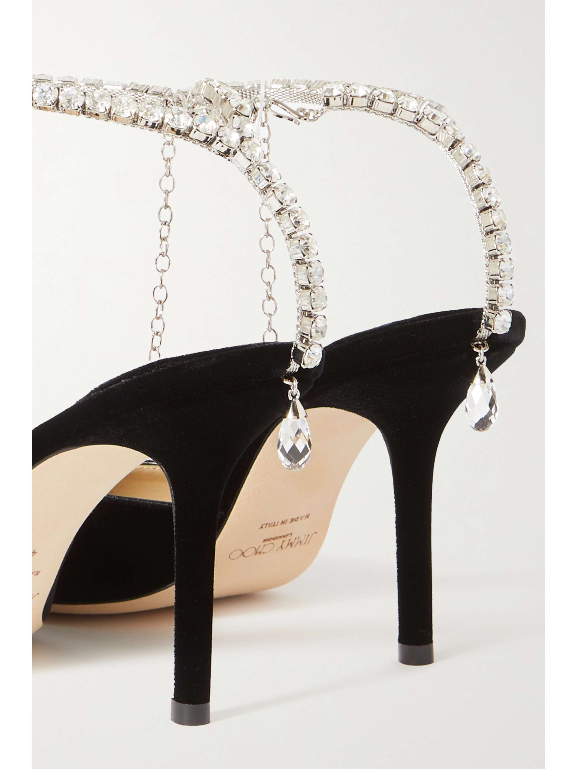 JIMMY CHOO Saeda 85 crystal-embellished velvet pumps