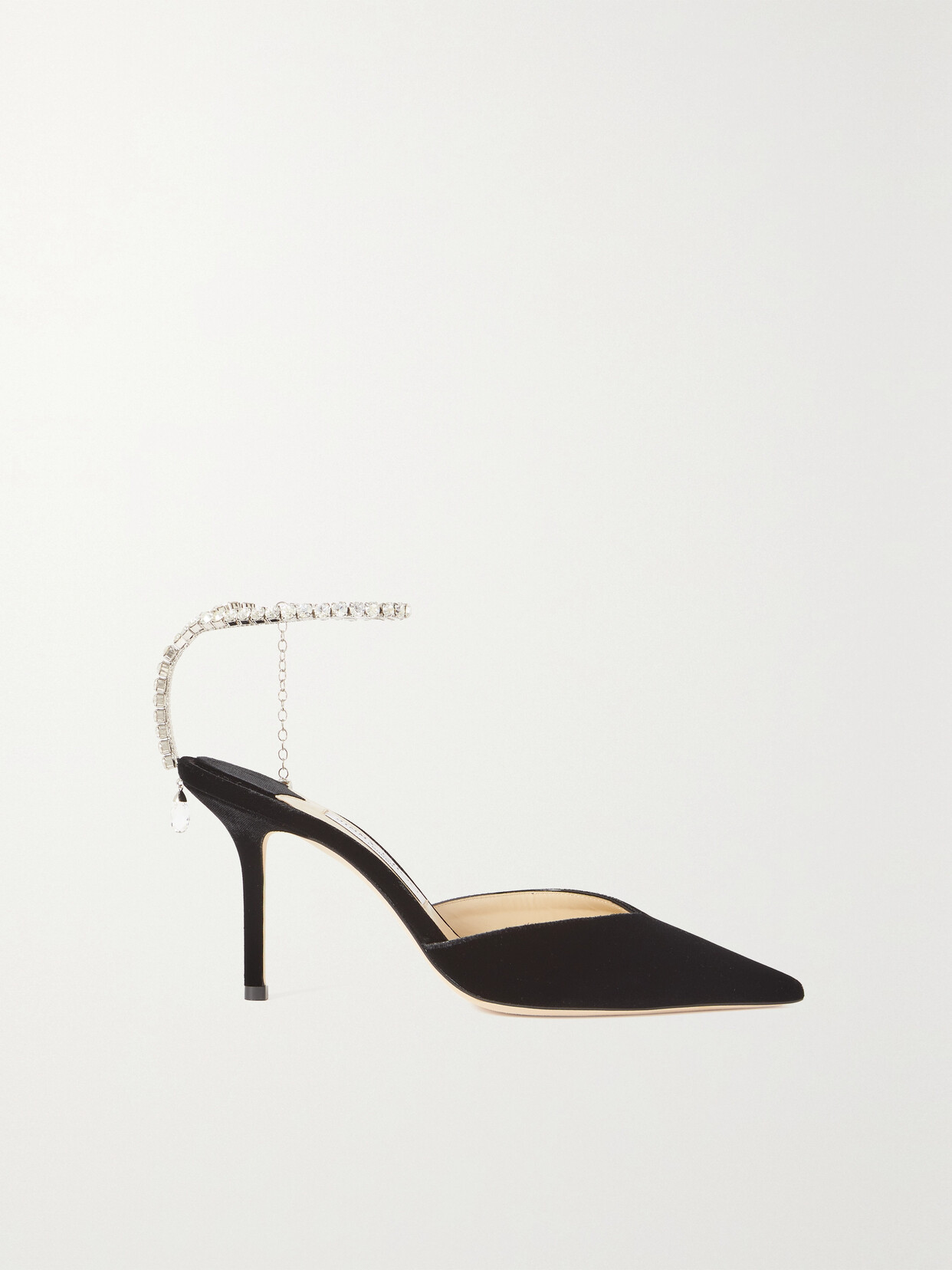 Jimmy Choo Saeda 85 Crystal-embellished Velvet Pumps - Black