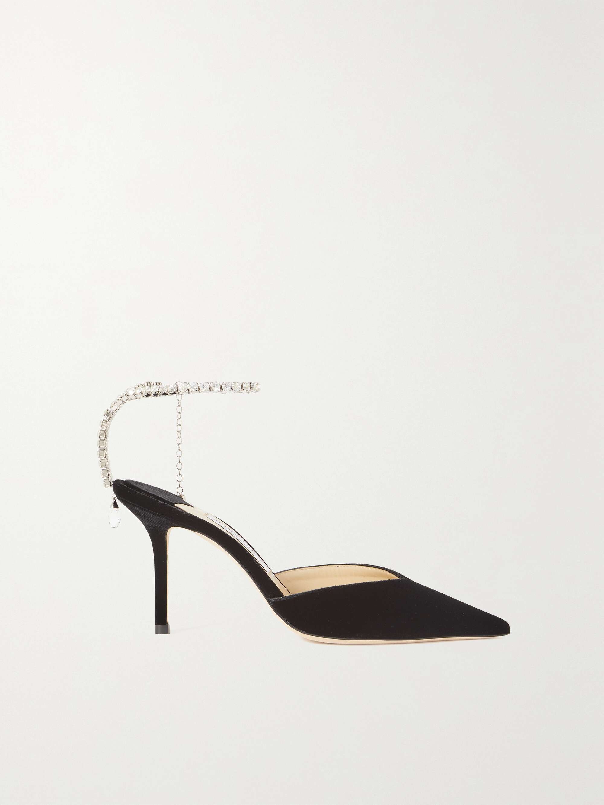 JIMMY CHOO Saeda 85 crystal-embellished velvet pumps | NET-A-PORTER