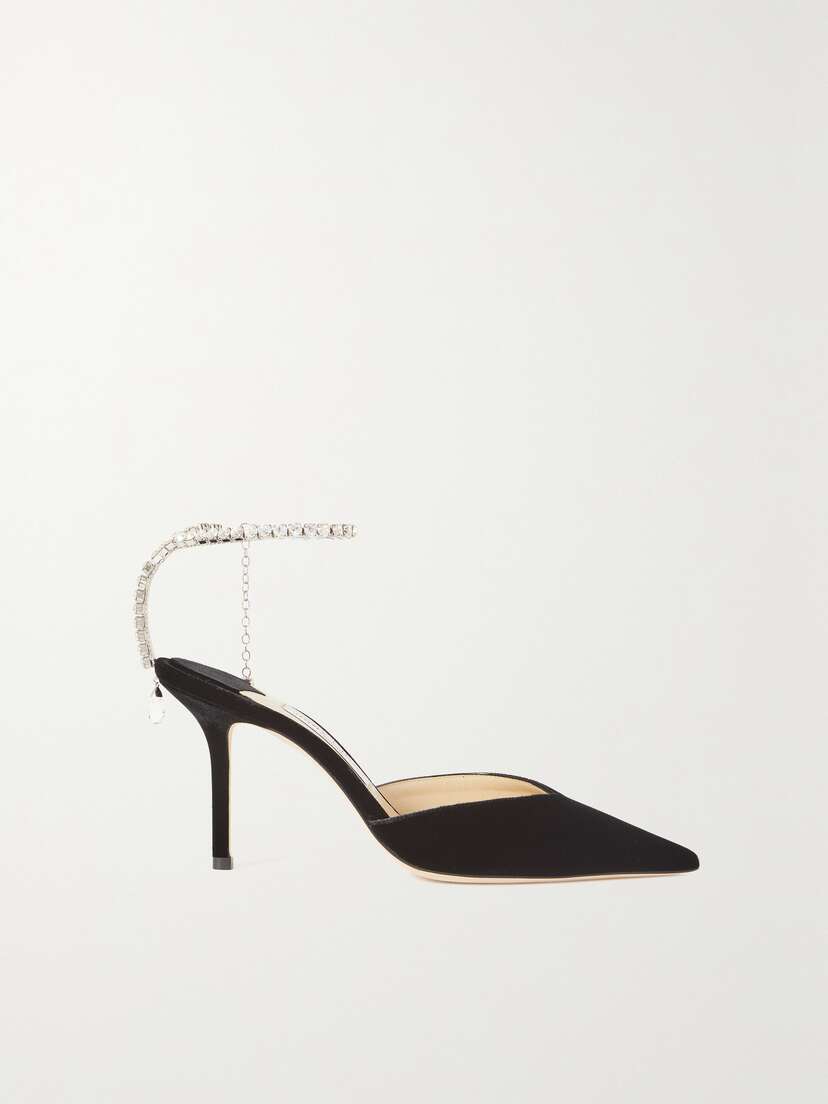 Jimmy Choo Saeda 85 Crystal-embellished Velvet Pumps