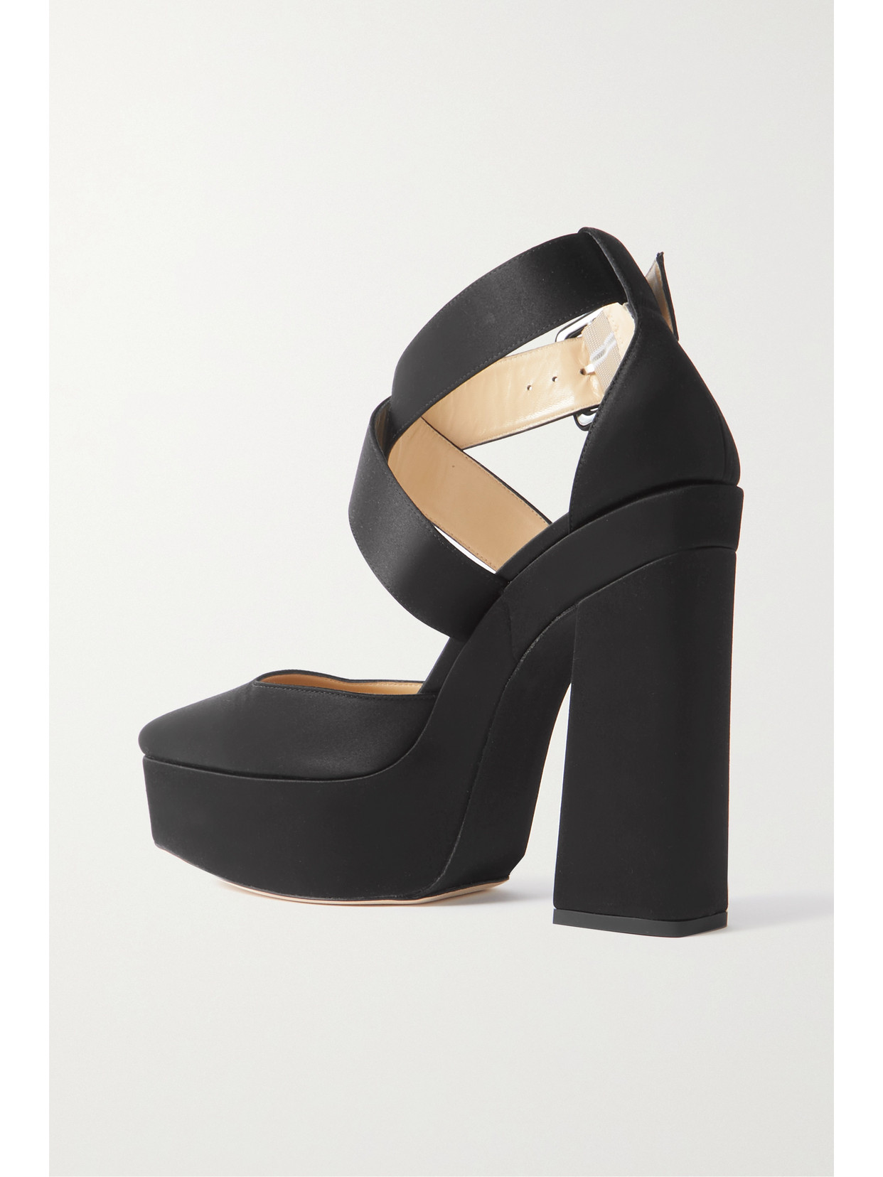 Jimmy Choo Satin Gian Platform Sandals 140 In Black