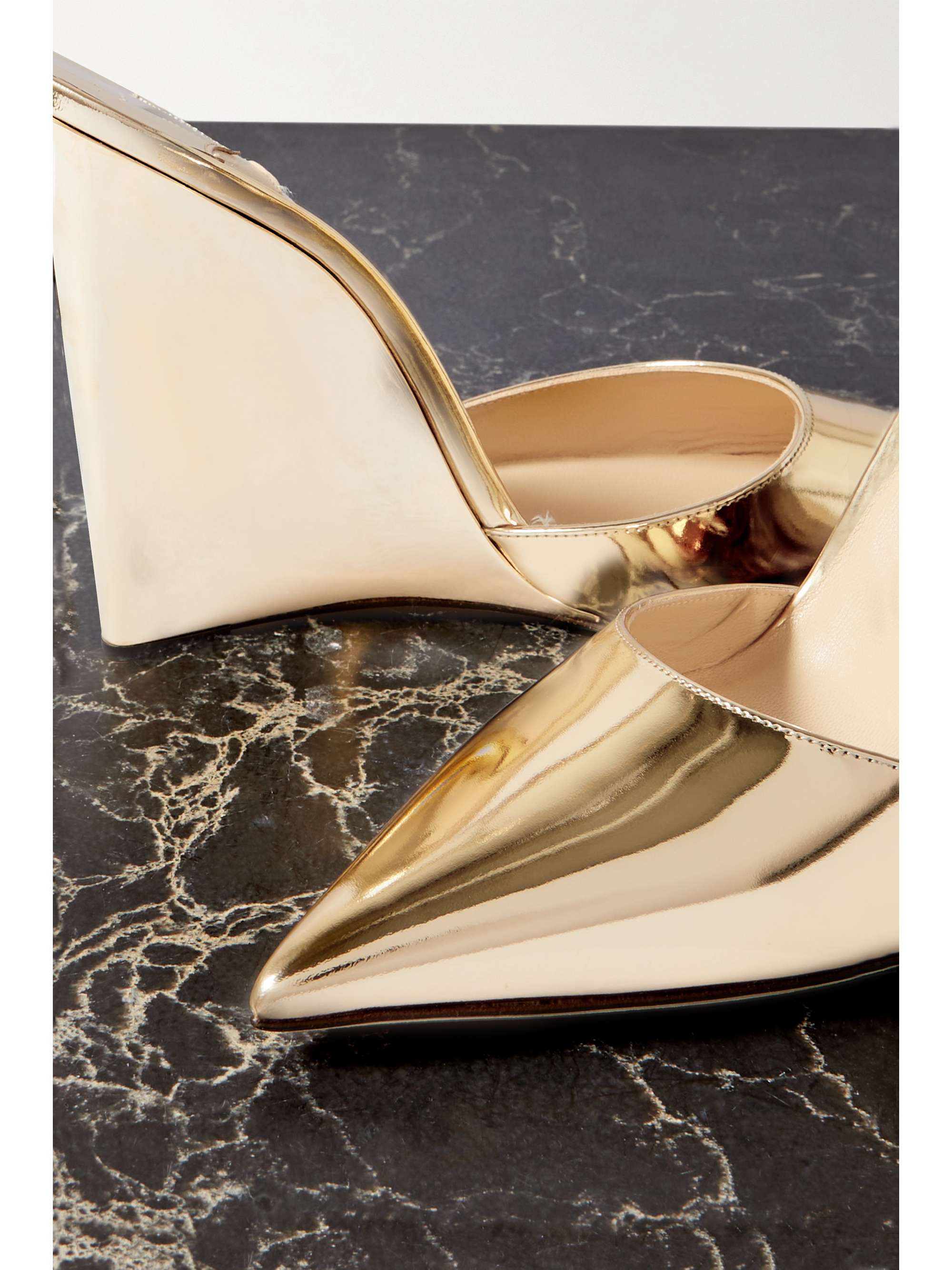JIMMY CHOO Blake 110 metallic patent-leather wedge pumps | NET-A-PORTER