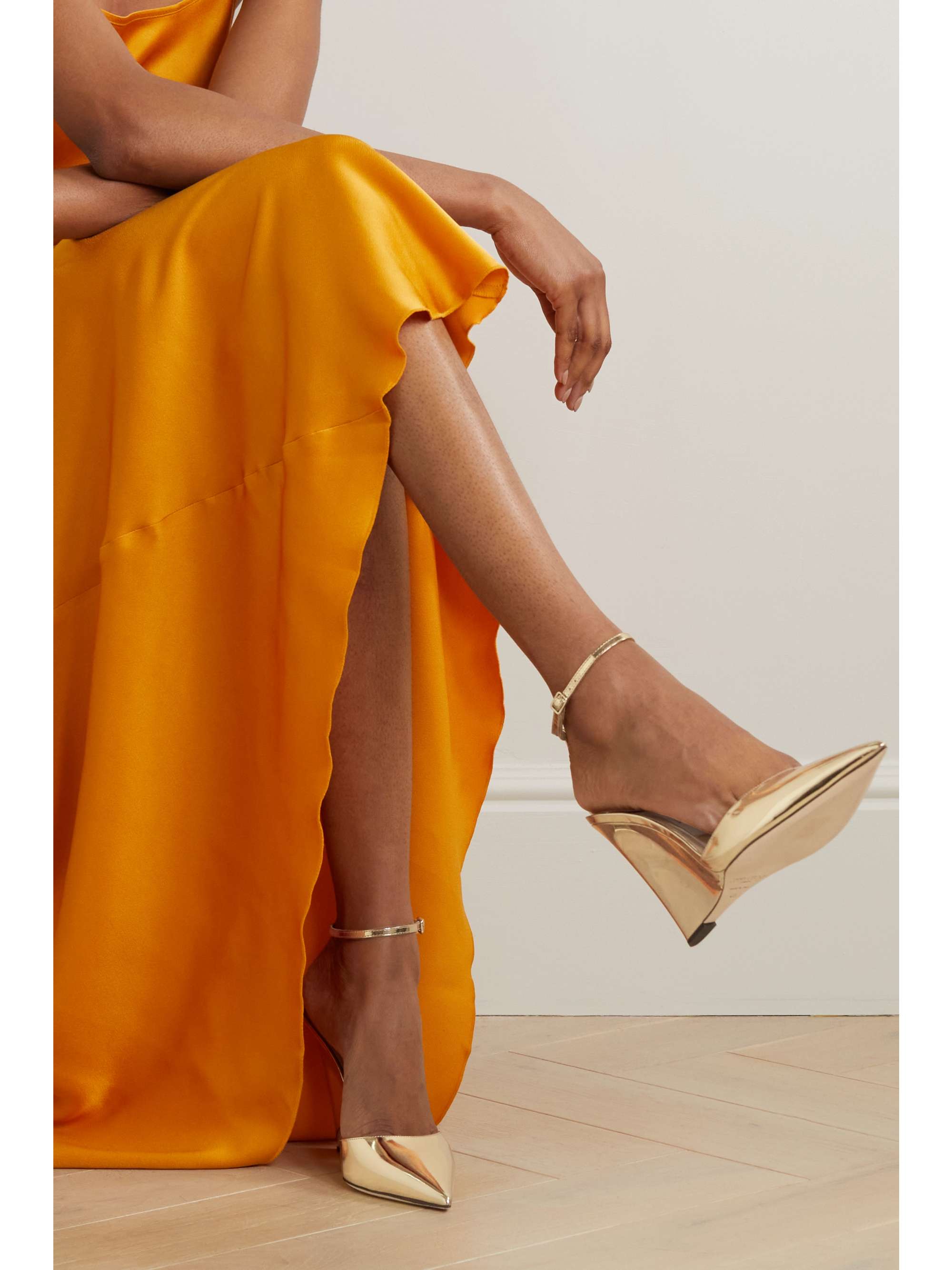 JIMMY CHOO Blake 110 metallic patent-leather wedge pumps | NET-A-PORTER