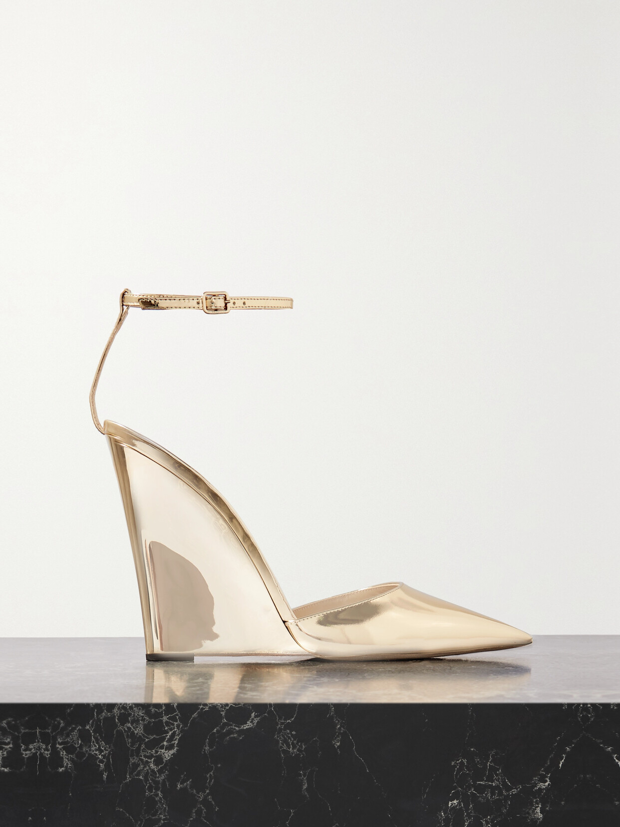 Jimmy Choo Blake 110 Metallic Patent-leather Wedge Pumps