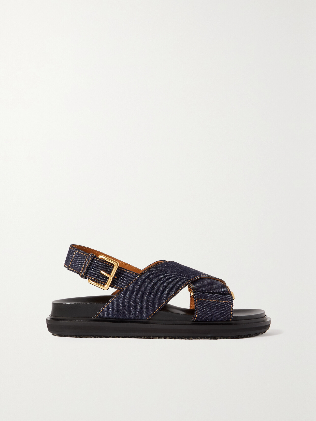 Shop Marni Fussbett Denim Slingback Sandals In Blue