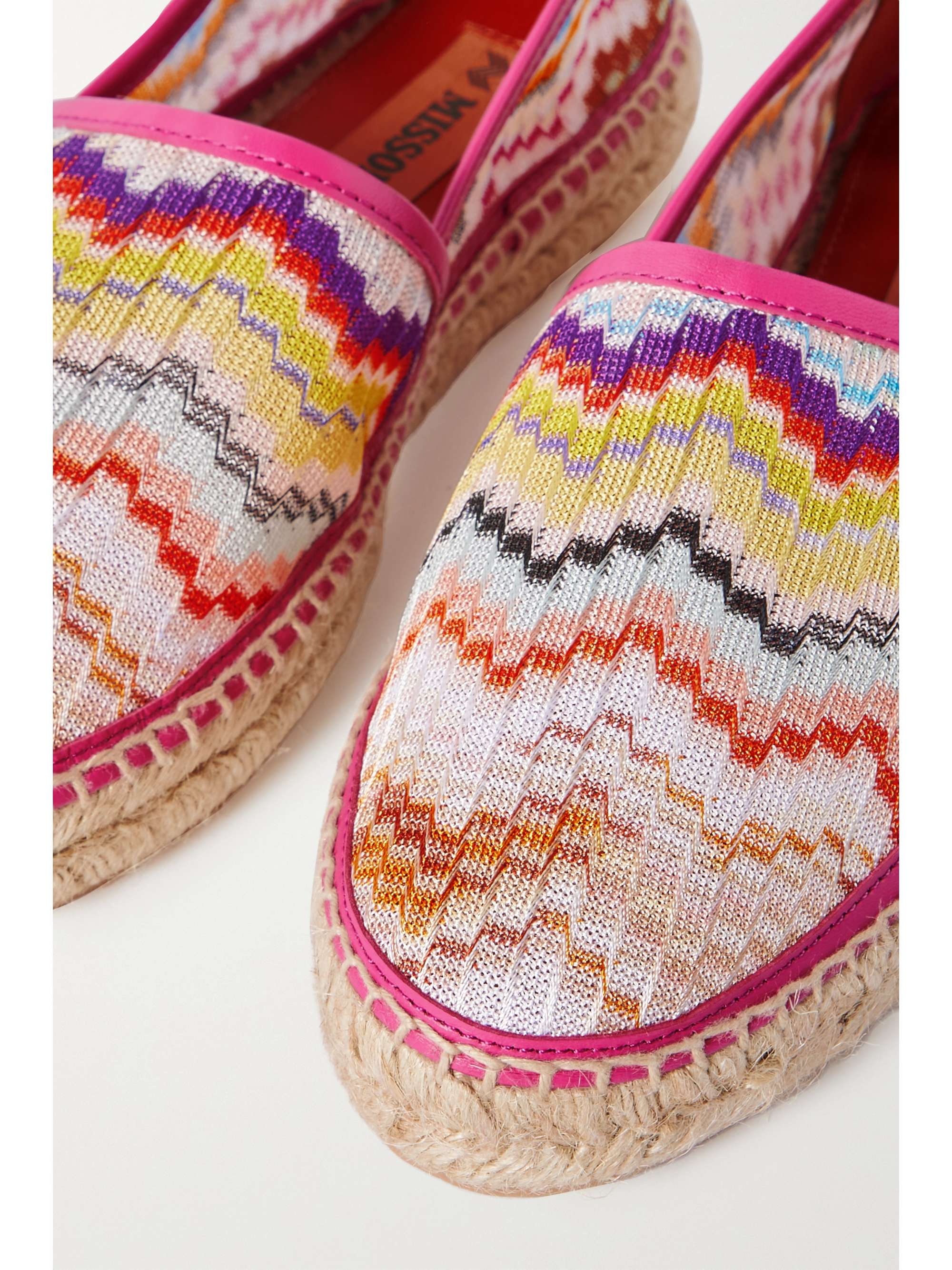 MISSONI Leathertrimmed crochetknit espadrilles NETAPORTER