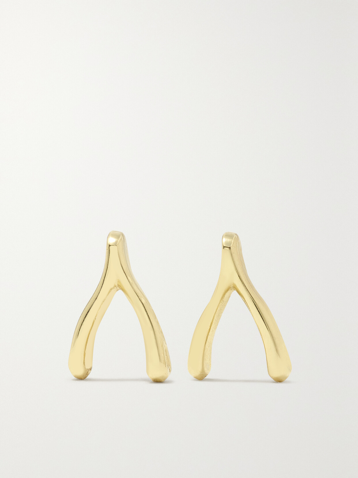 Shop Jennifer Meyer Mini Wishbone 18-karat Gold Earrings