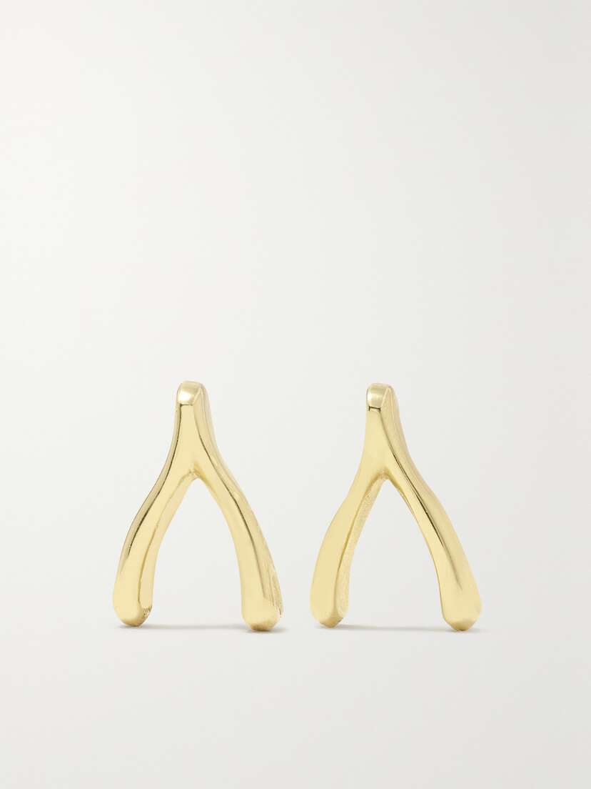 Jennifer Meyer Mini Wishbone 18-karat Gold Earrings