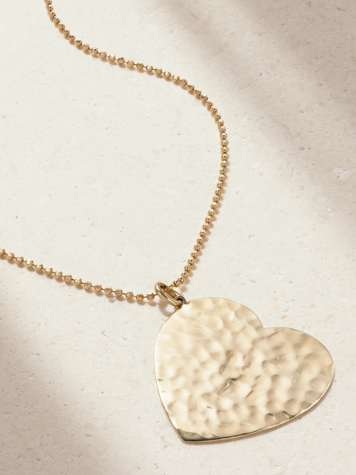 Jennifer Meyer Large Hammered Heart 18-karat Gold Necklace