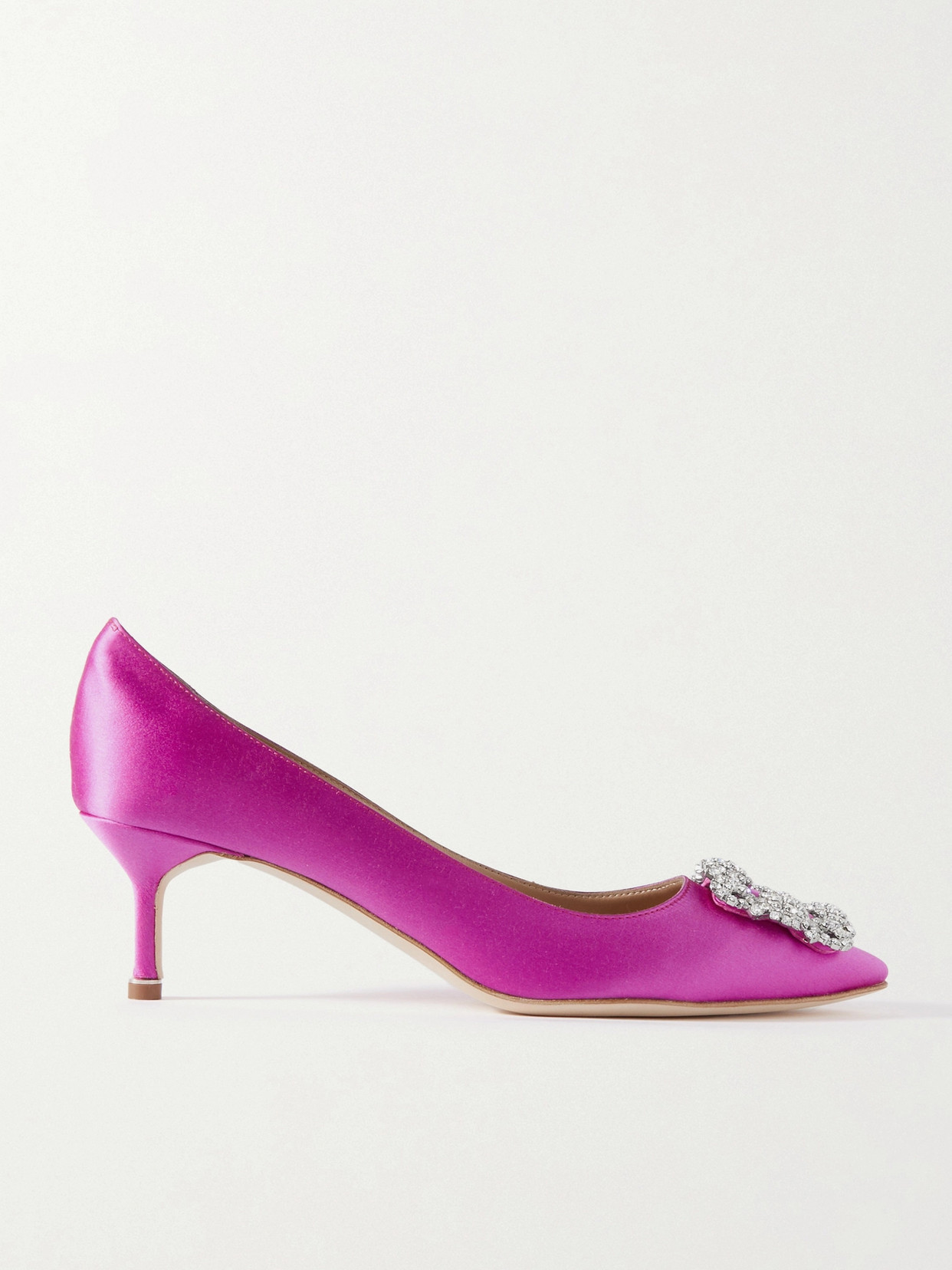 Manolo Blahnik - Hangisi 50 Embellished Satin Pumps - Pink