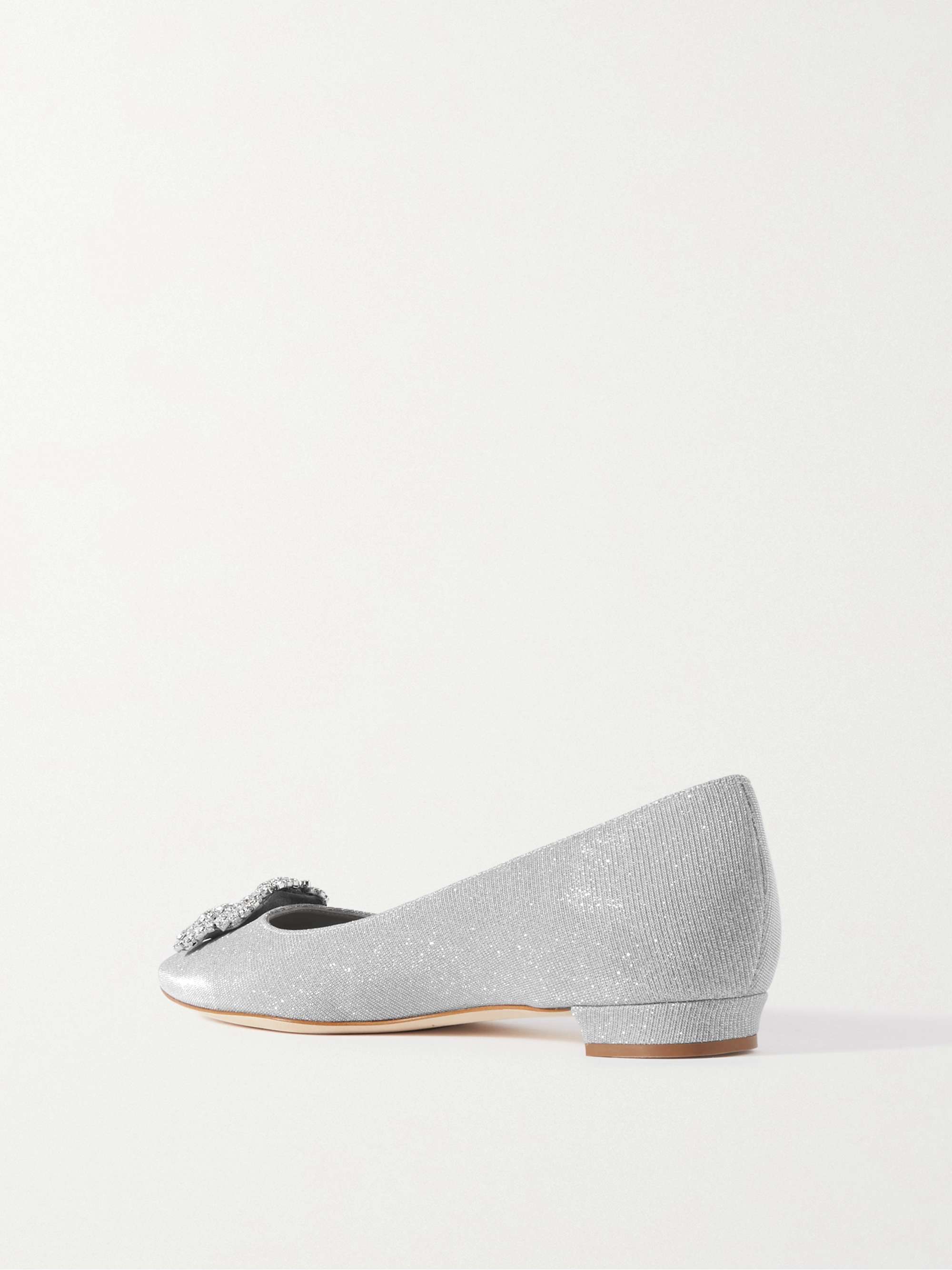 MANOLO BLAHNIK Hangisi crystal-embellished satin point-toe flats