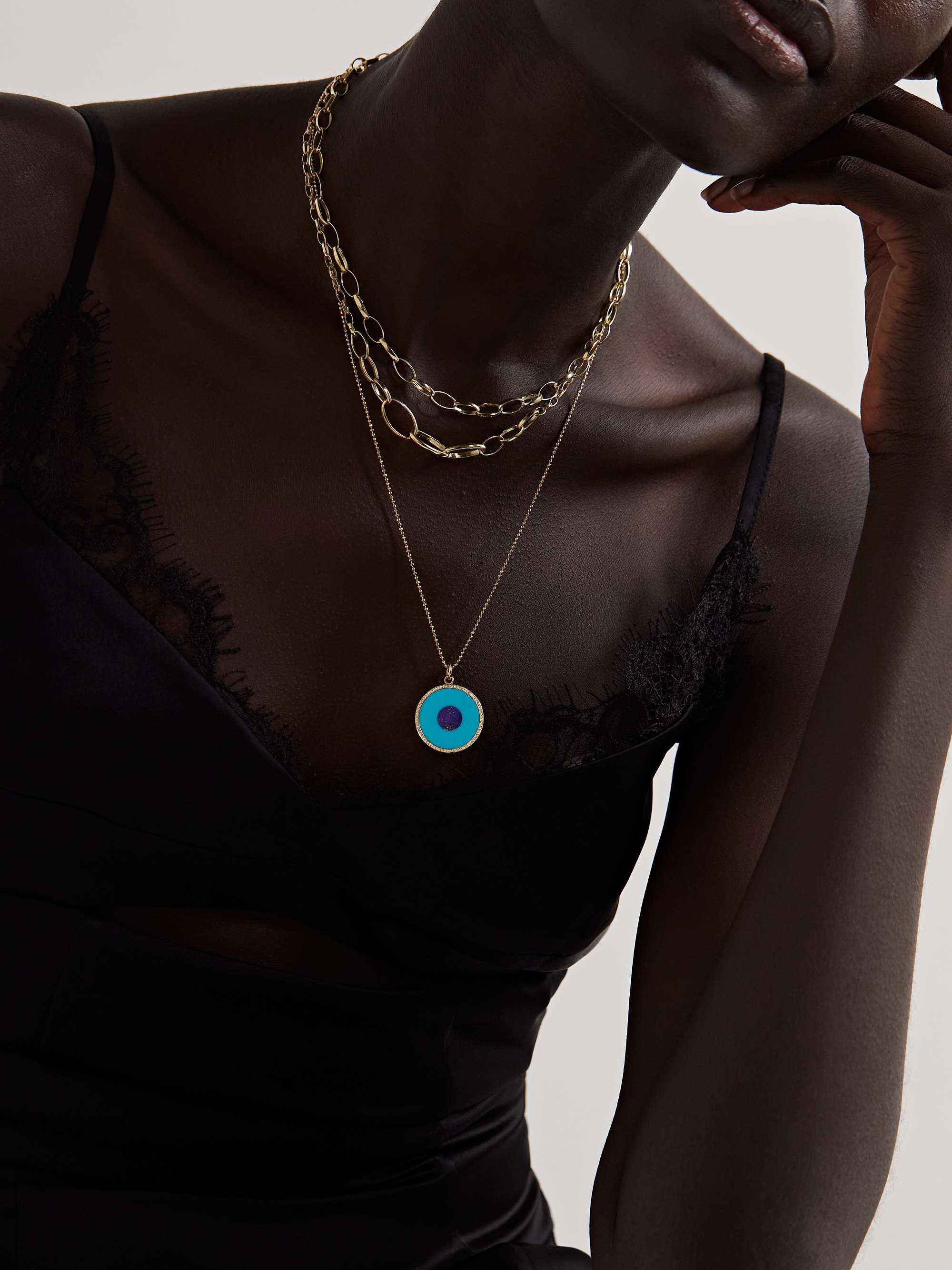 JENNIFER MEYER Large Evil Eye 18-karat gold multi-stone necklace