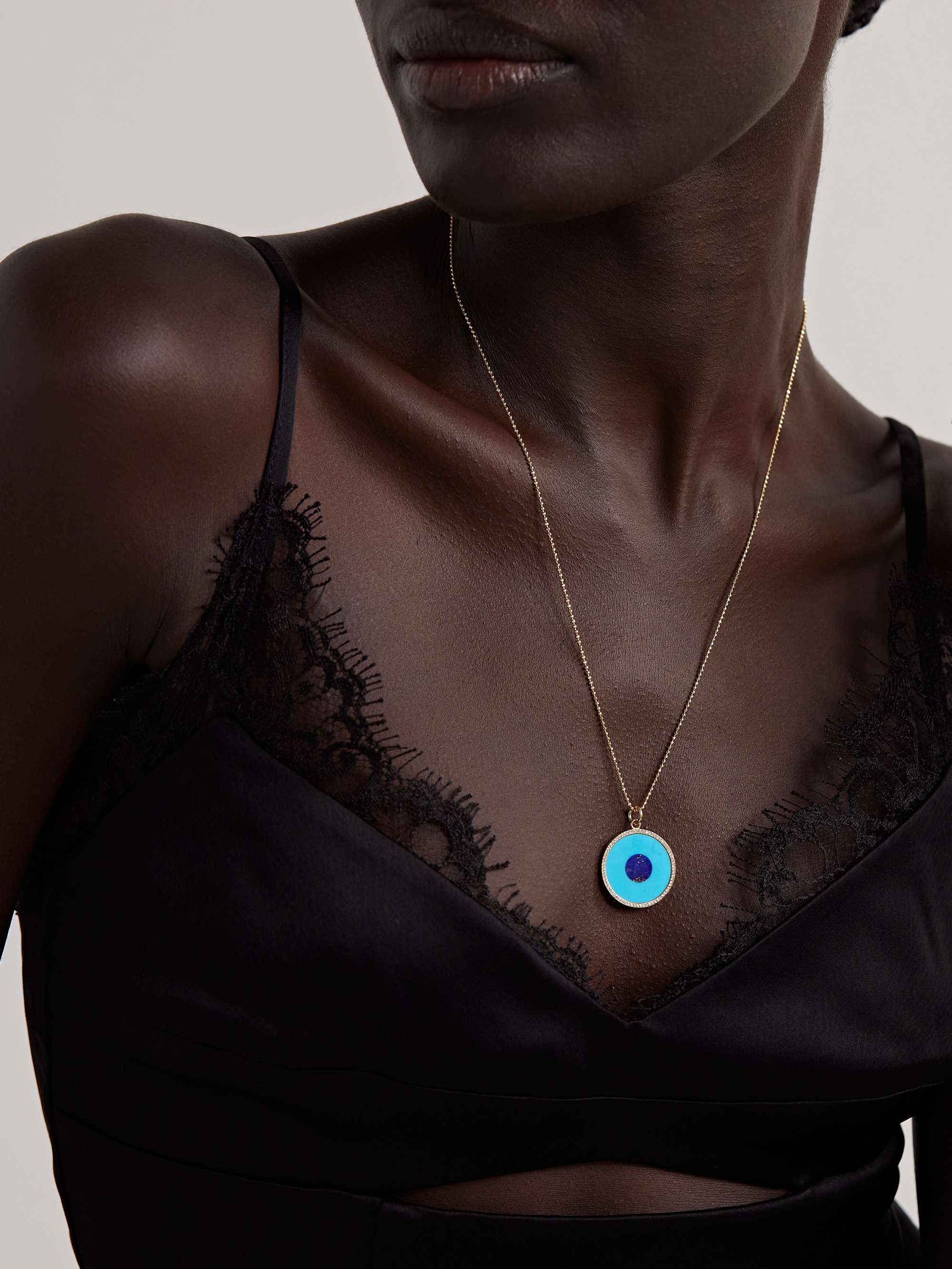 JENNIFER MEYER Large Evil Eye 18-karat gold multi-stone necklace