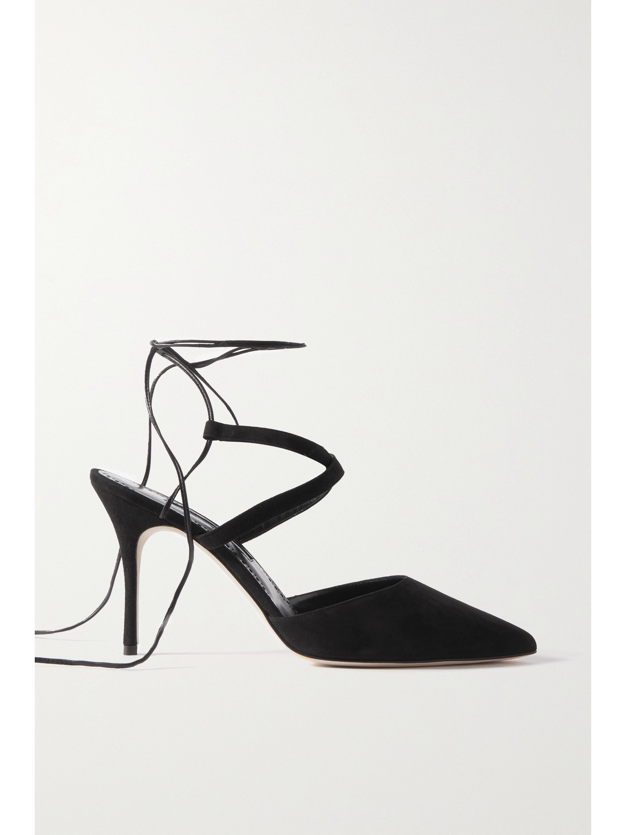 Manolo Blahnik Amirat 90 Tie-detailed Suede Pumps - Black