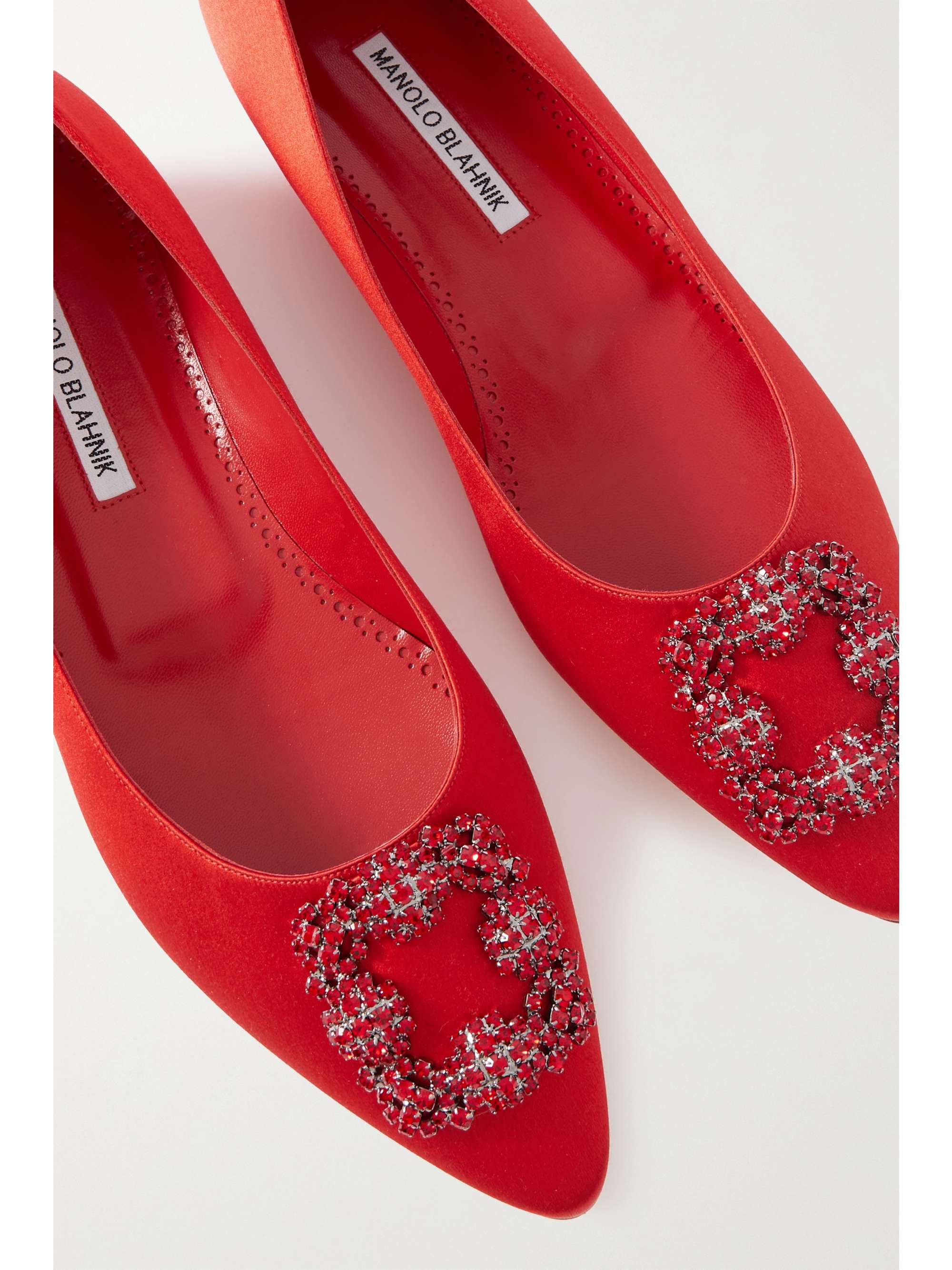 MANOLO BLAHNIK Hangisiflat Ballerinas aus Satin mit Verzierung