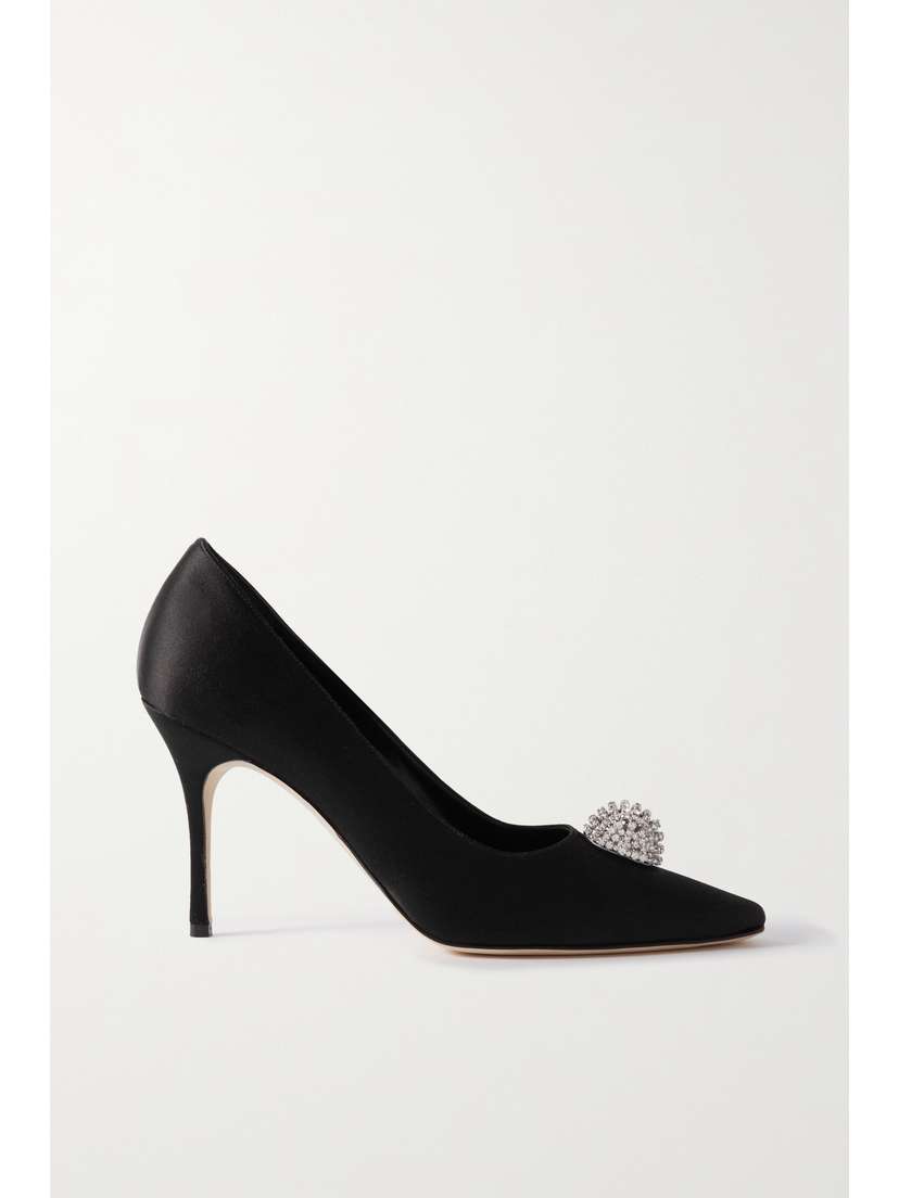 Manolo Blahnik Elbolita 90 Embellished Satin Pumps
