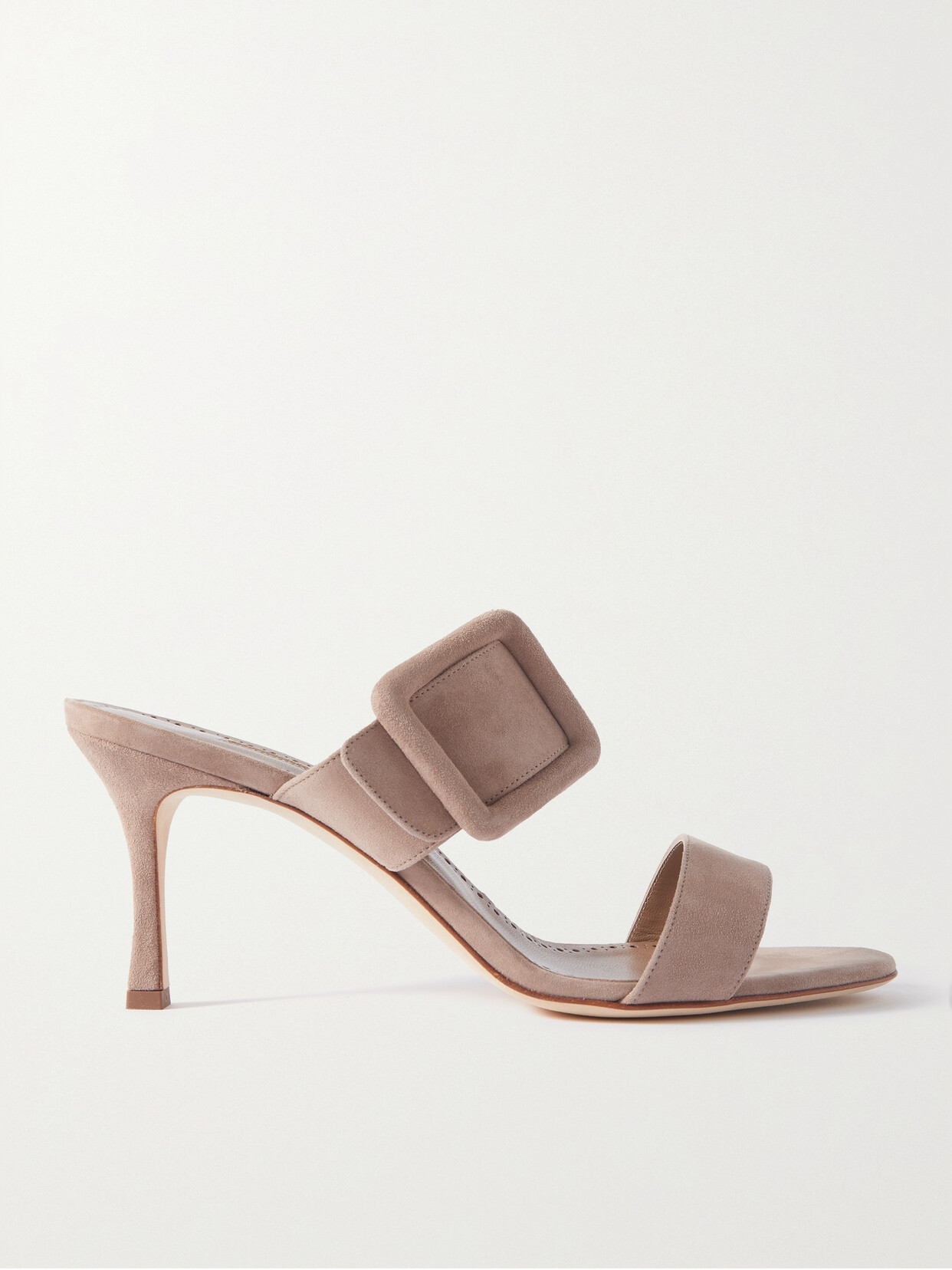 Manolo Blahnik Gable 70 Buckled Suede Mules In Brown