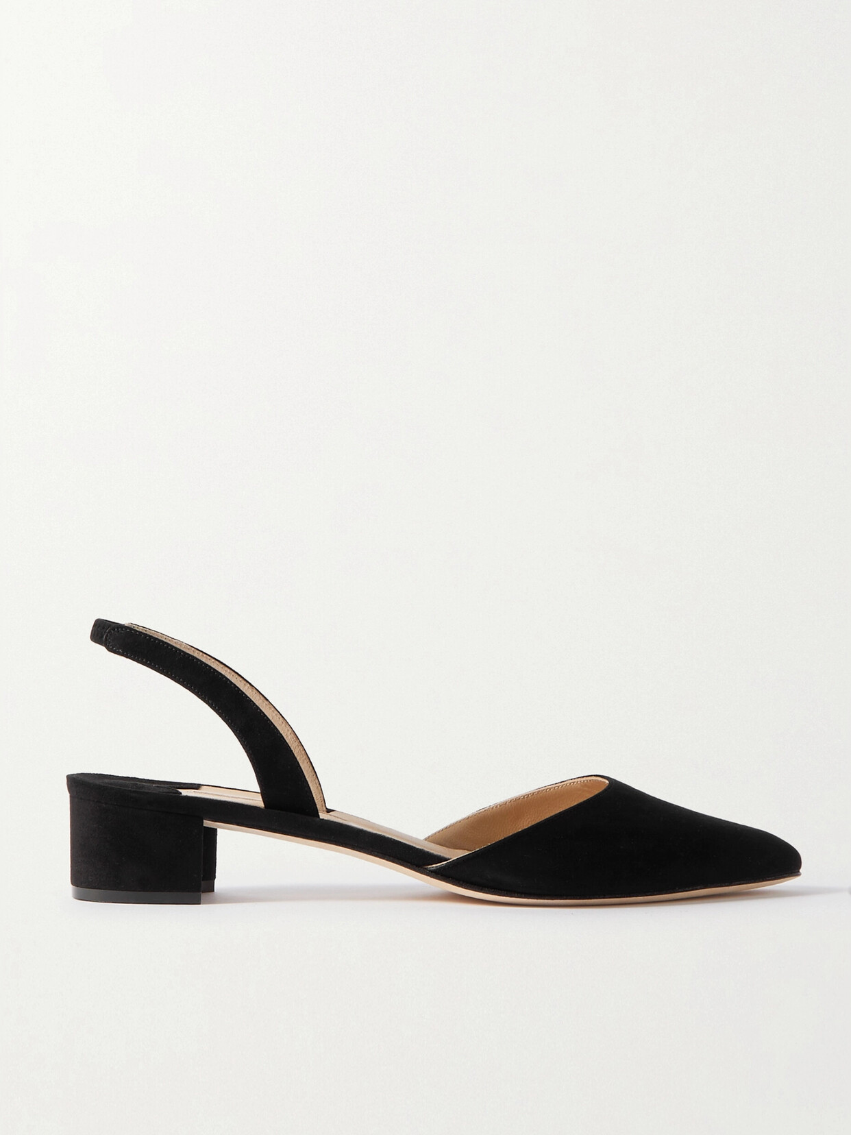 Shop Manolo Blahnik Aspro 30 Suede Slingback Pumps In Black