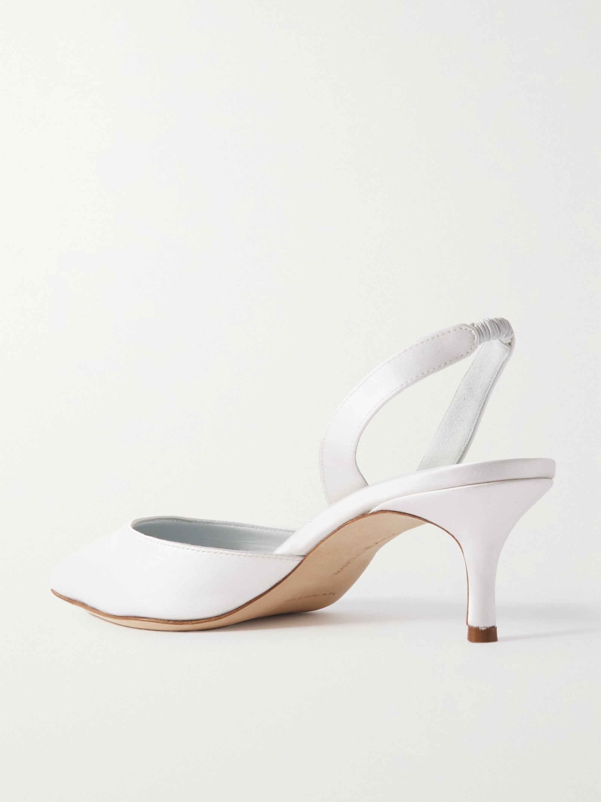 MANOLO BLAHNIK Carolyne Bridal 50 satin slingback pumps thumbnail