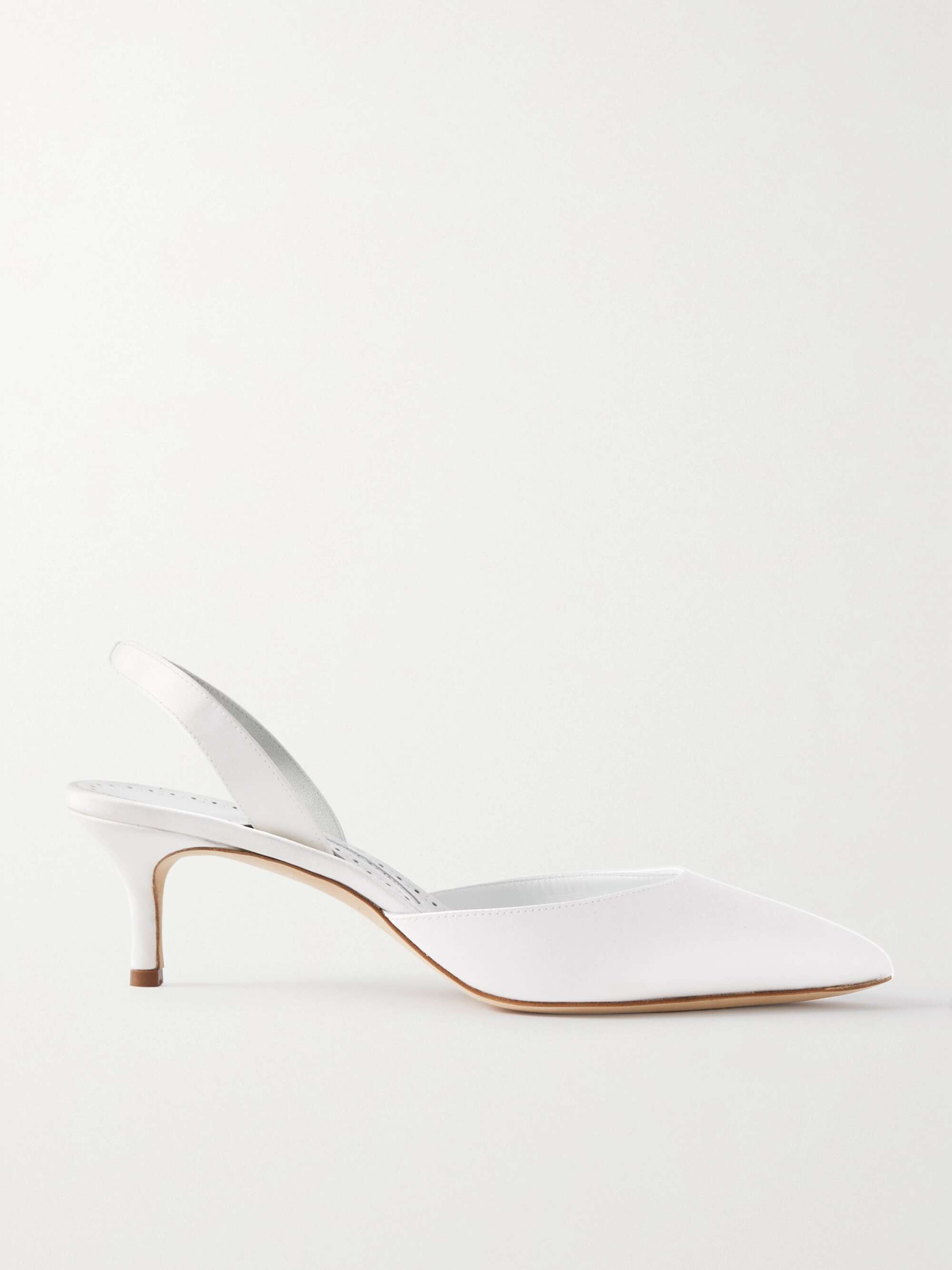 MANOLO BLAHNIK Carolyne Bridal 50 satin slingback pumps | NET-A-PORTER