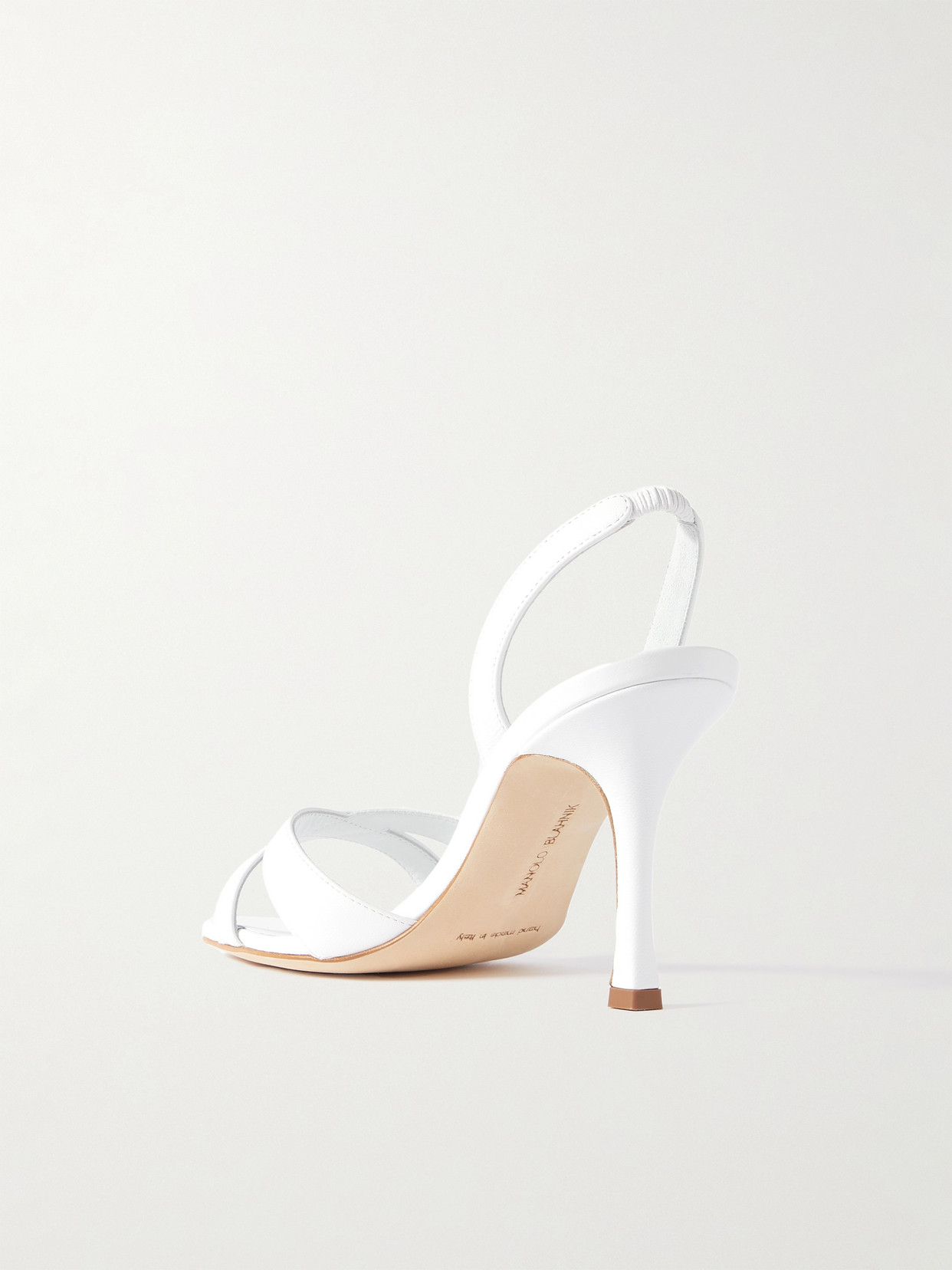 MANOLO BLAHNIK CALLASLI 90 LEATHER SLINGBACK SANDALS