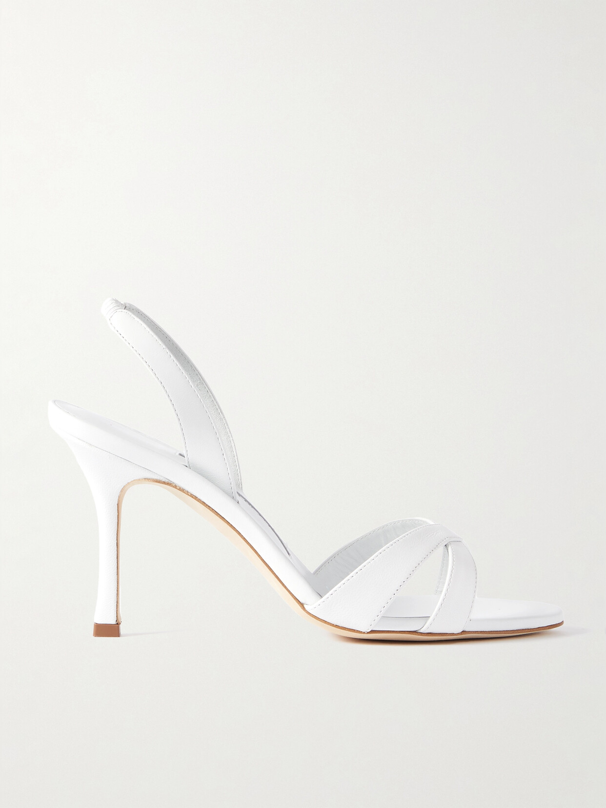 Manolo Blahnik Callasli 90 Leather Slingback Sandals In White