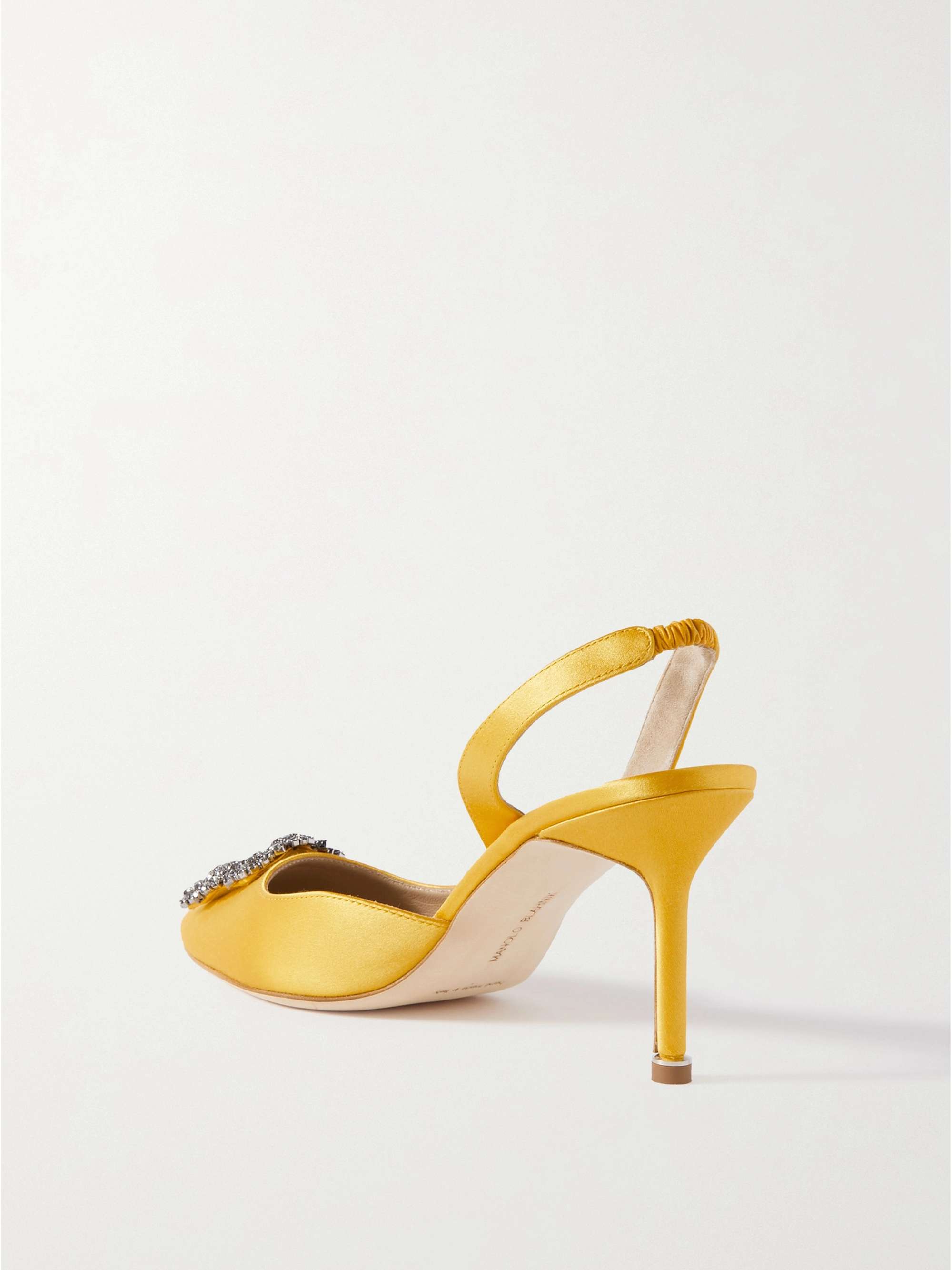 MANOLO BLAHNIK Hangisli 70 embellished satin slingback pumps