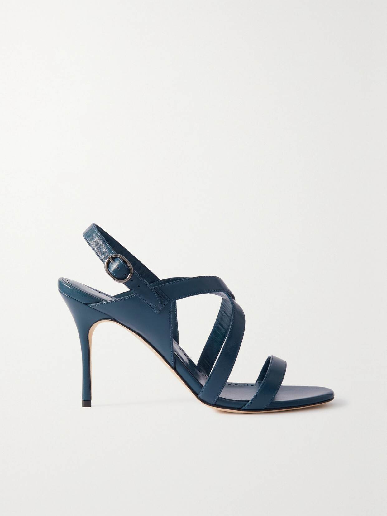 Manolo Blahnik Singanu 90 Leather Sandals - Blue