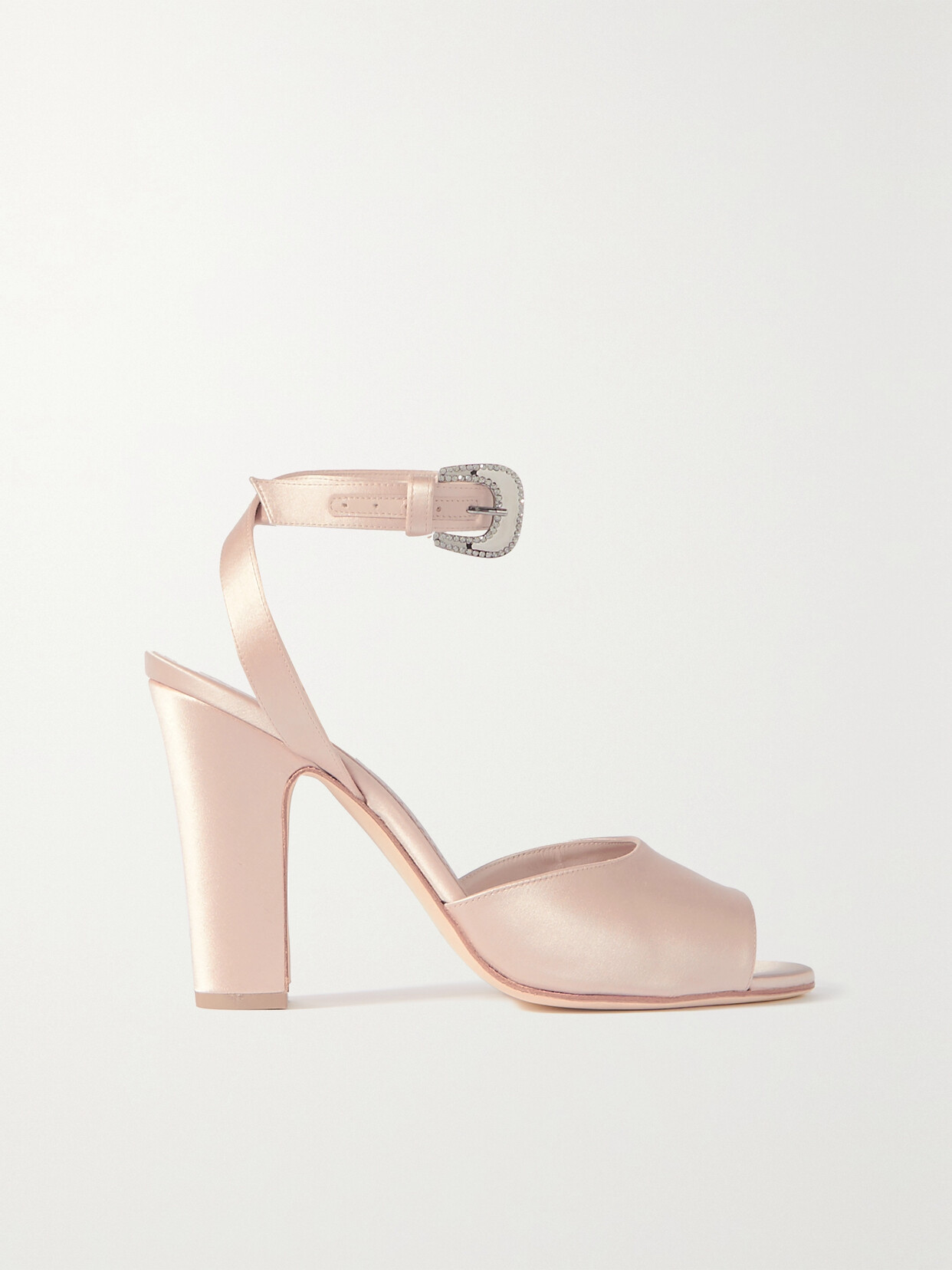 Manolo Blahnik - Elohbita 105 Embellished Satin Sandals - Neutrals