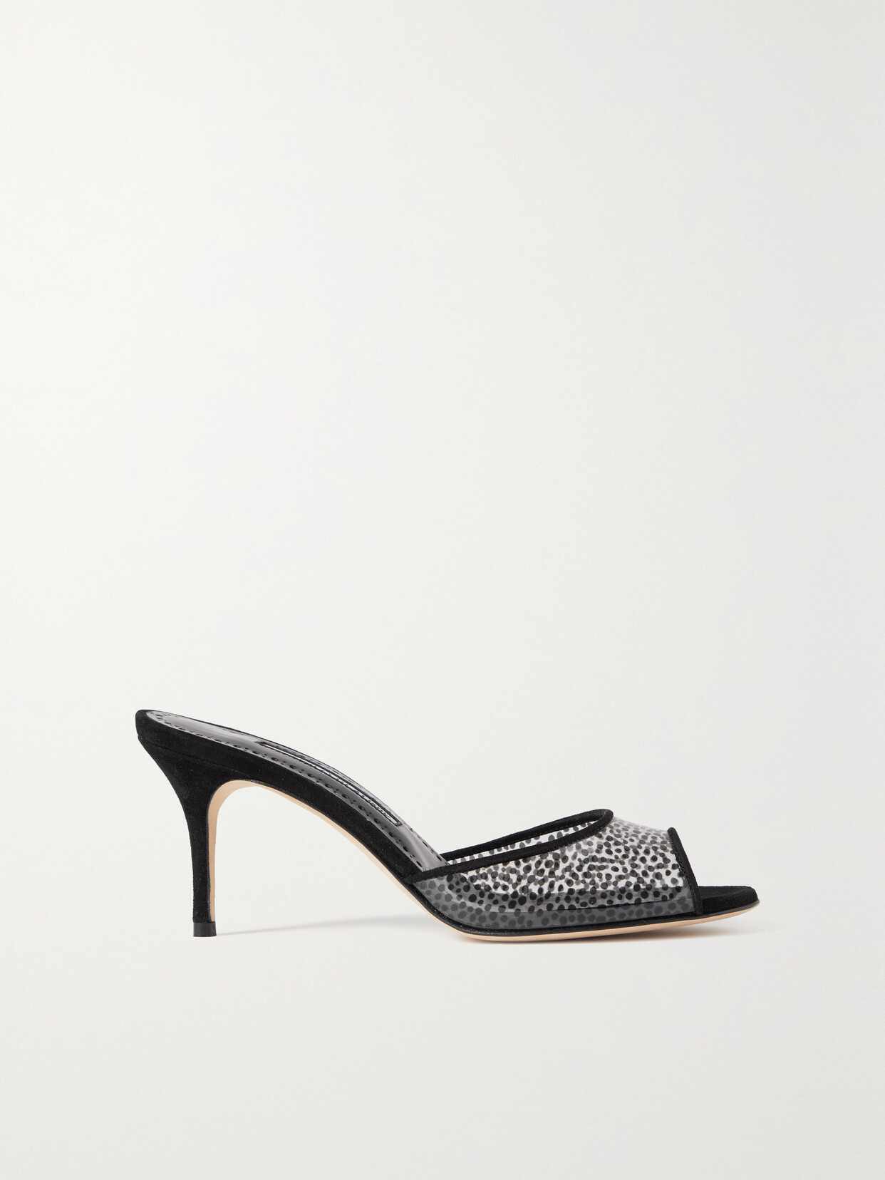 Manolo Blahnik Jadifa 70 Suede-trimmed Pvc Mules - Black