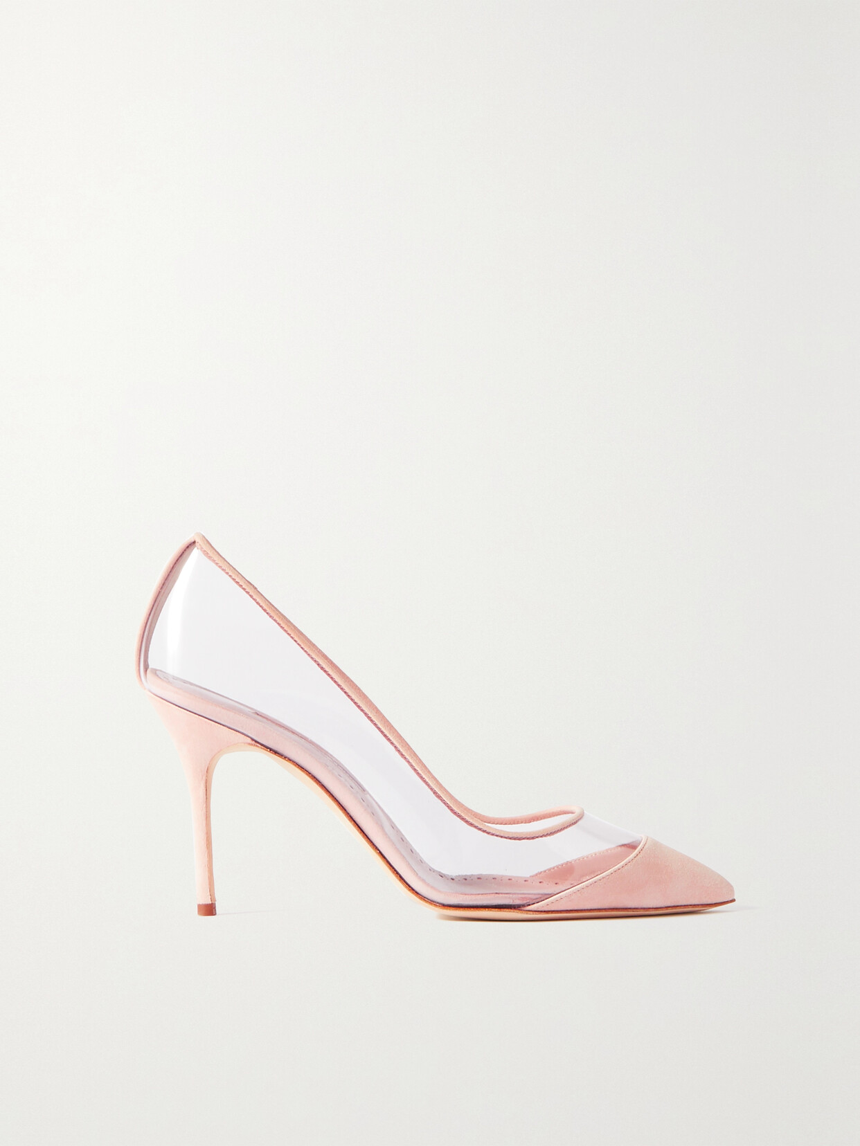 MANOLO BLAHNIK PACHANA 90 PVC AND SUEDE PUMPS