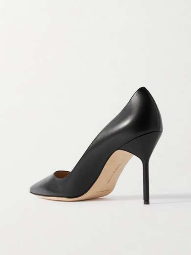 MANOLO BLAHNIK fiocchetti 90 ankle strap open toe heel pumps Mule black 38 1/2