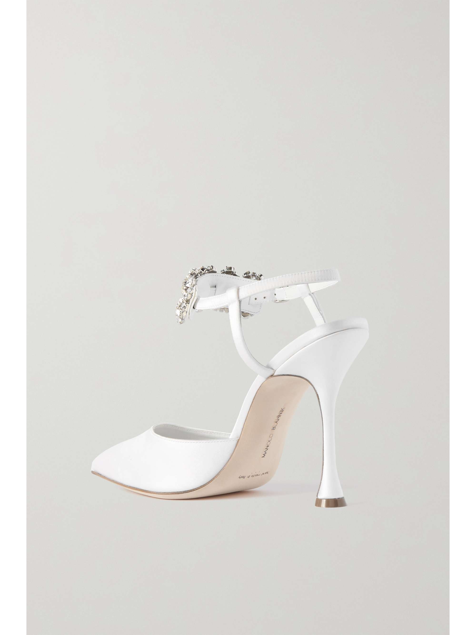 MANOLO BLAHNIK Mabina 105 crystal-embellished satin pumps