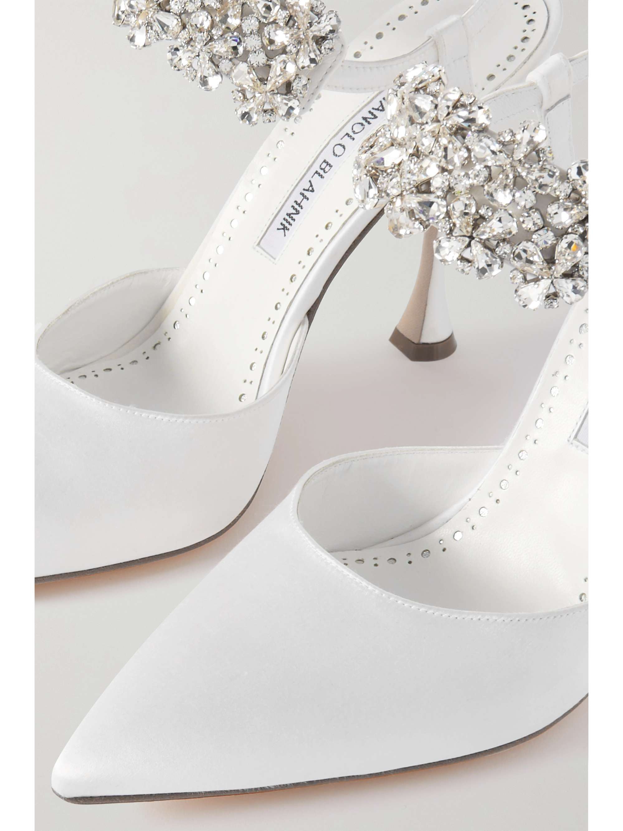 MANOLO BLAHNIK Mabina 105 crystal-embellished satin pumps