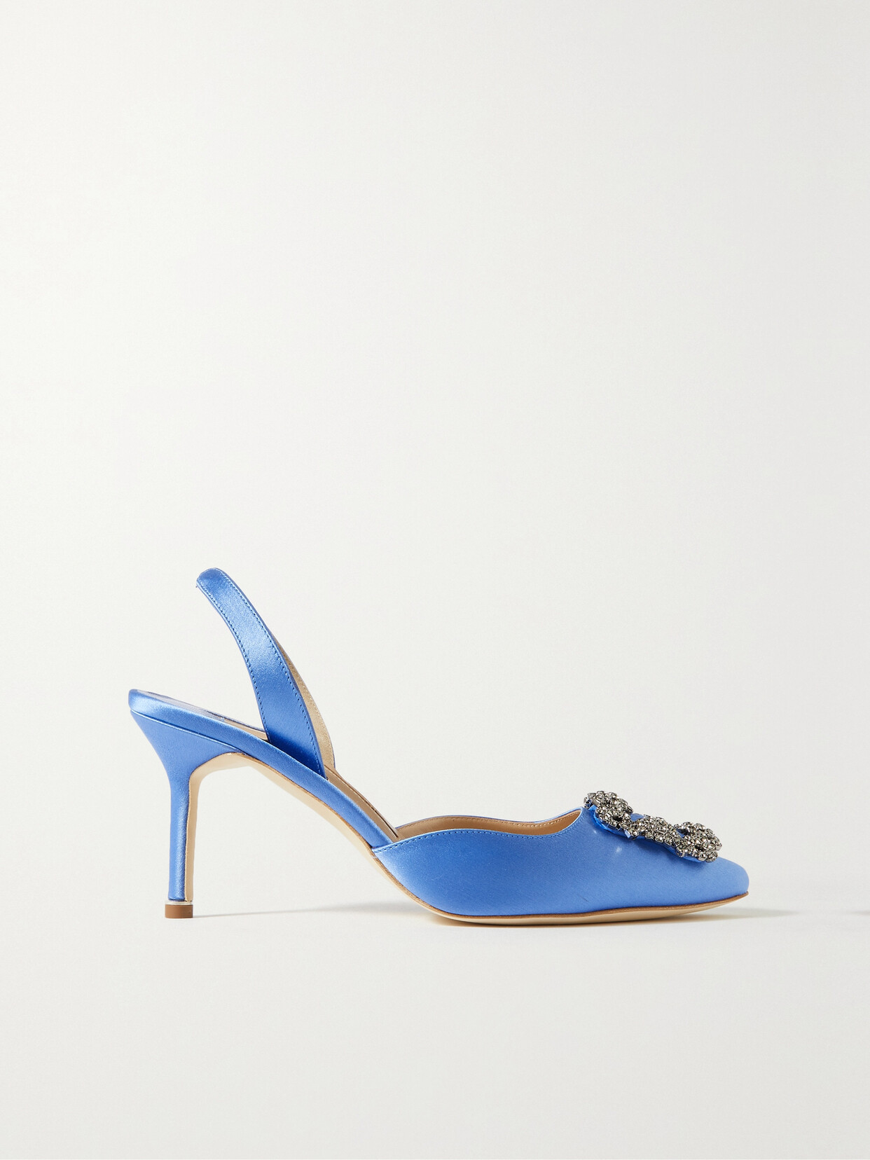 Manolo Blahnik Hangisli 70 Embellished Satin Slingback Pumps In Blue ...