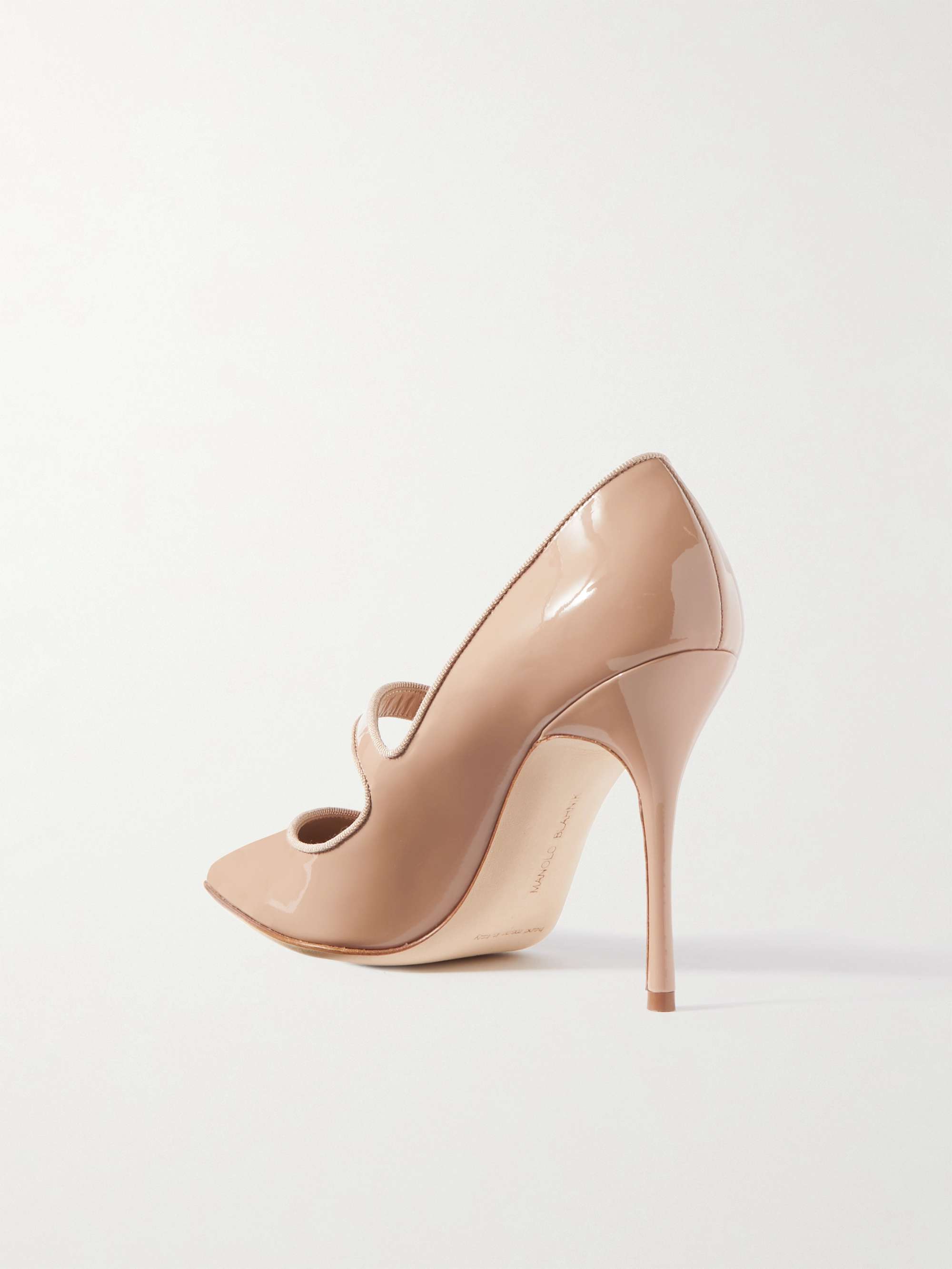 MANOLO BLAHNIK Campari 105 grosgrain-trimmed patent-leather pumps