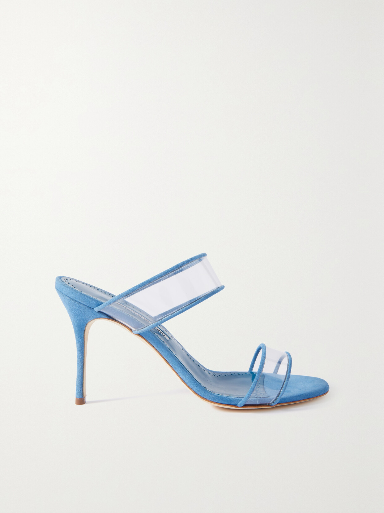 Manolo Blahnik - Invymu 90 Pvc And Suede Mules - Blue