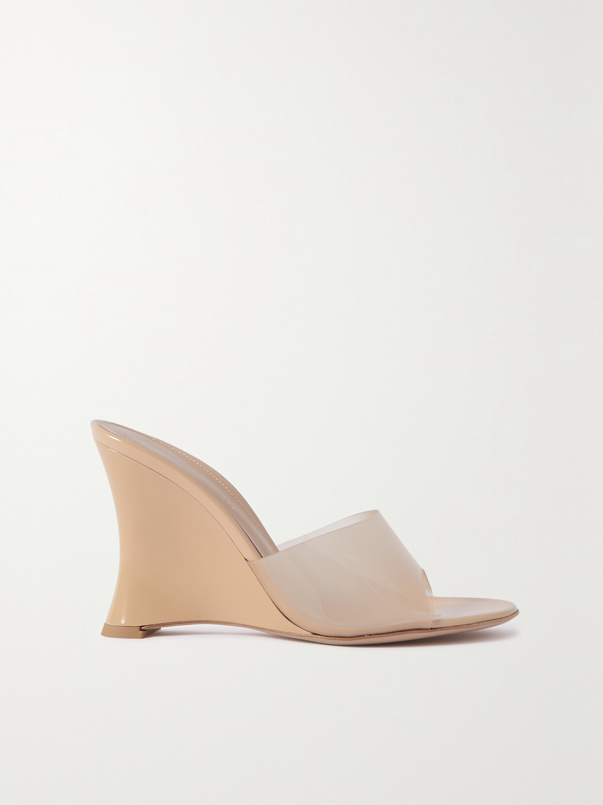 Gianvito Rossi - Futura 95 Patent-leather And Pvc Wedge Sandals - Neutrals