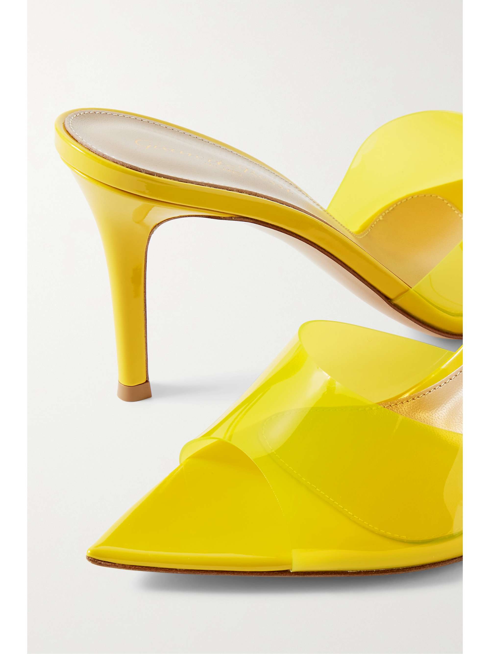 GIANVITO ROSSI Elle 85 PVC and patent-leather mules