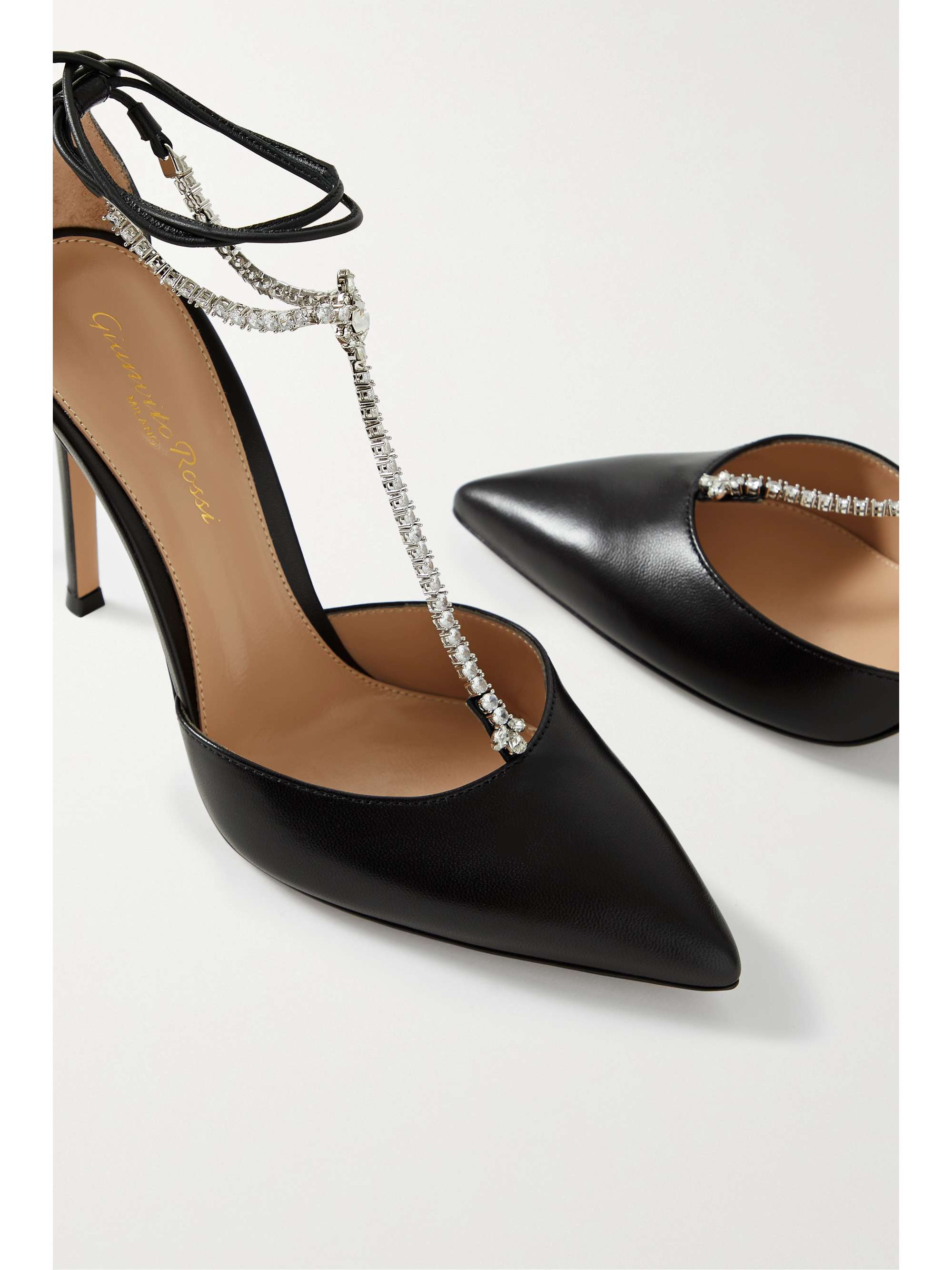 GIANVITO ROSSI Brilliant 105 crystal-embellished leather pumps