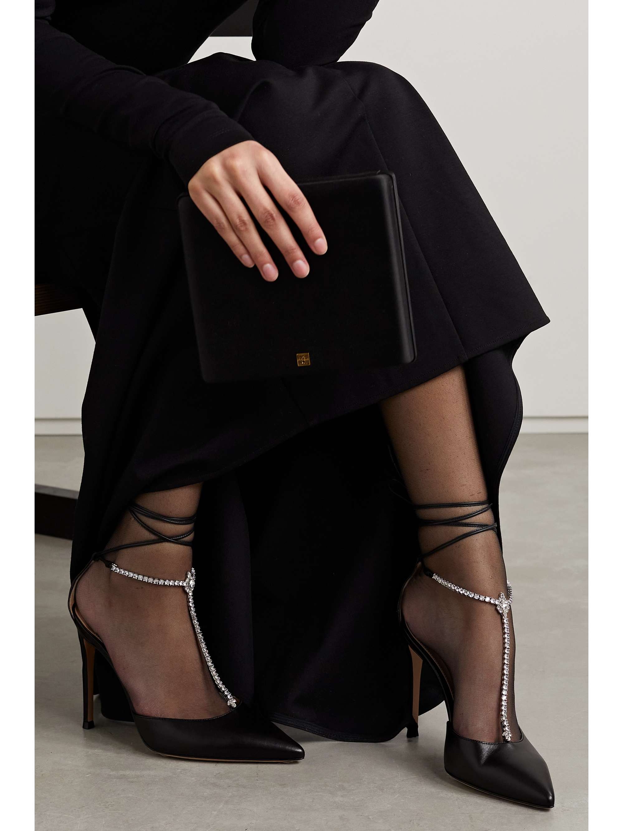 GIANVITO ROSSI Brilliant 105 crystal-embellished leather pumps