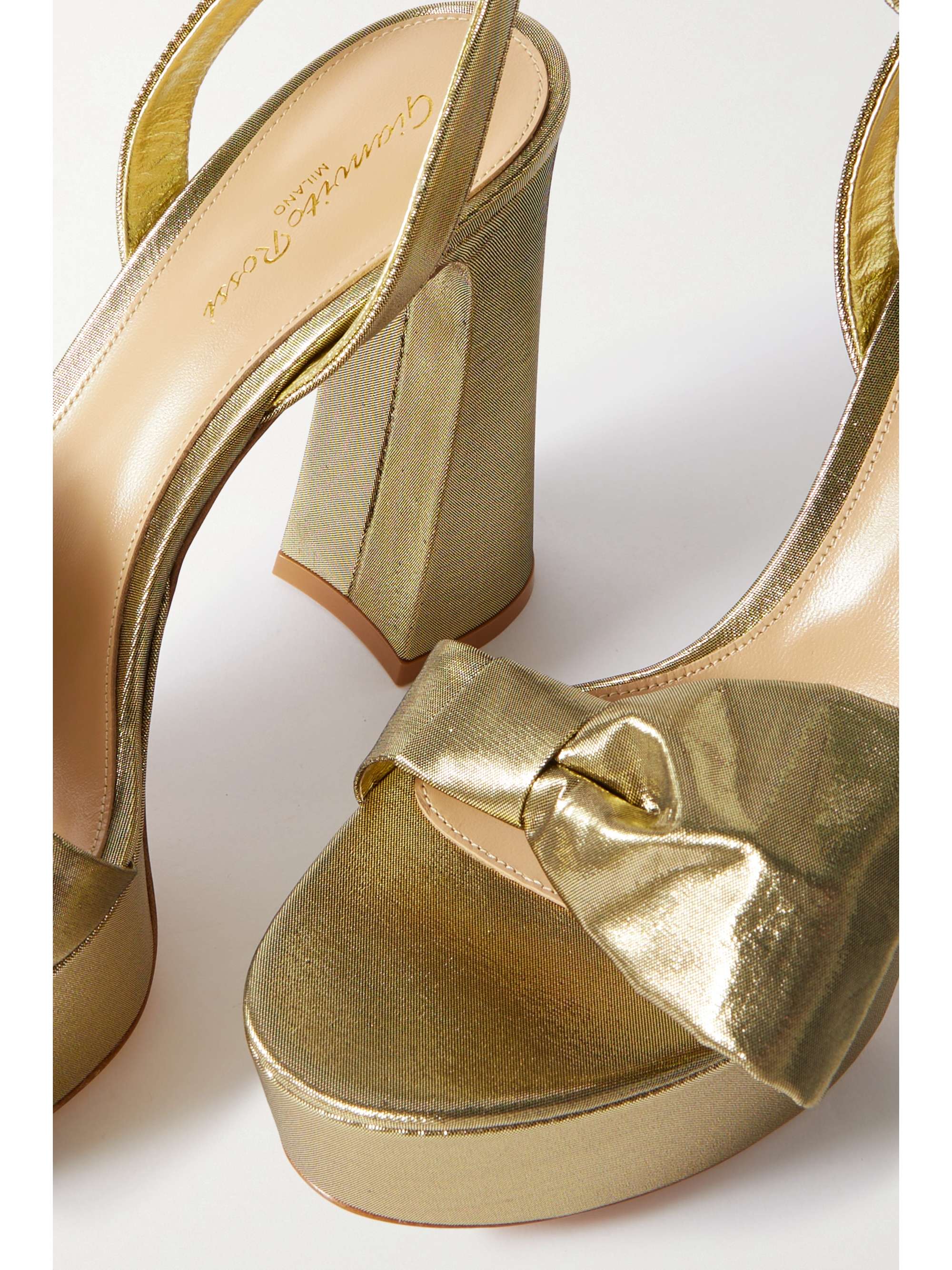 GIANVITO ROSSI 70 bow-embellished satin platform sandals