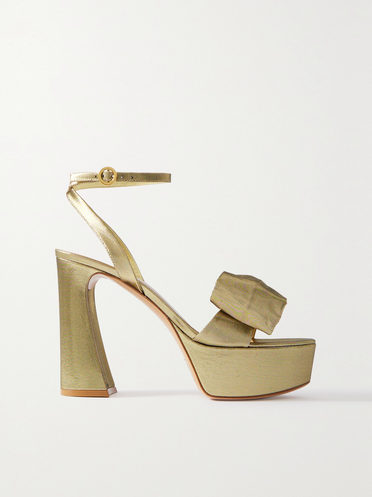 GIANVITO ROSSI 70 BOW-DETAILED LAMÉ PLATFORM SANDALS