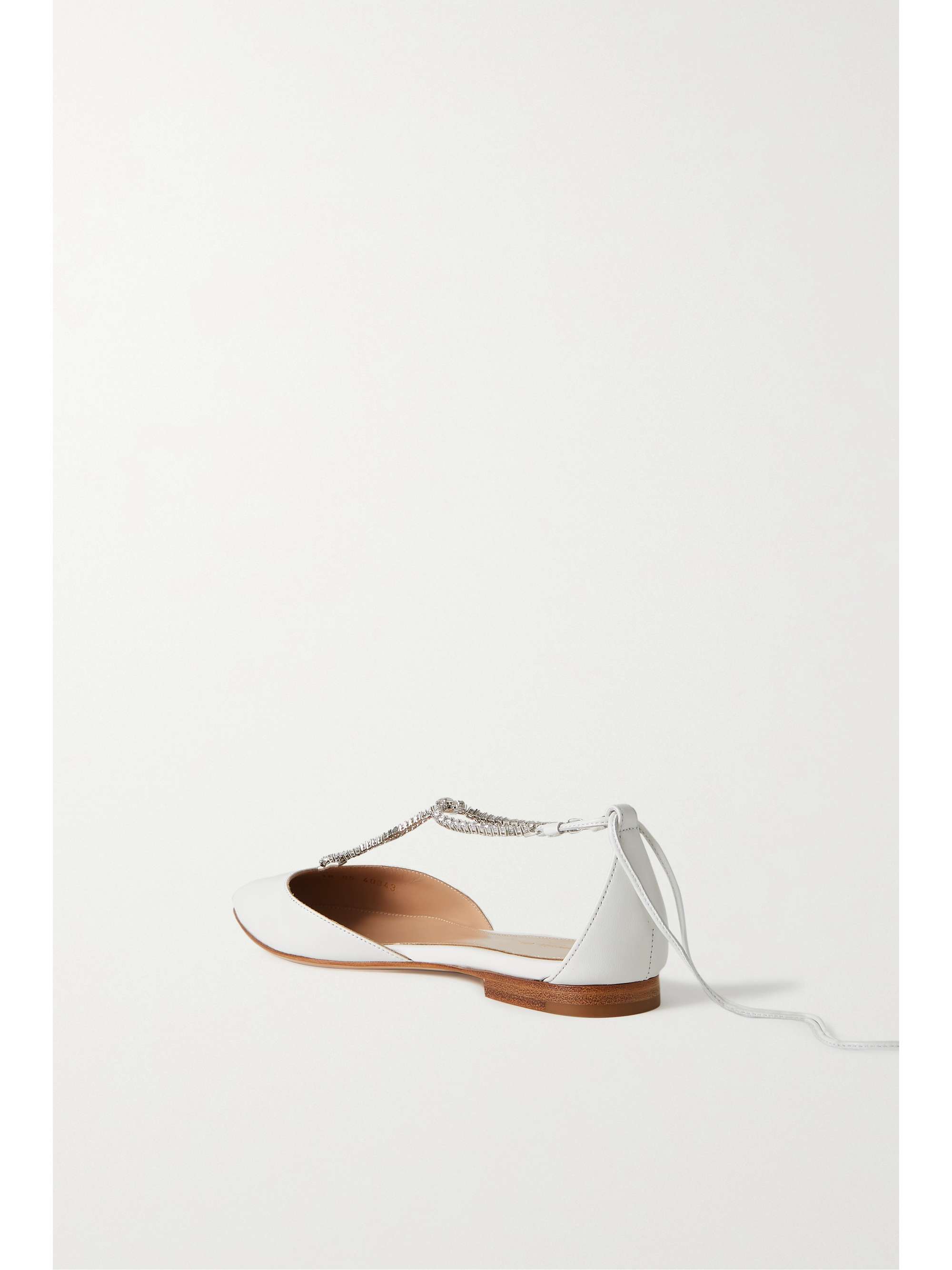 GIANVITO ROSSI Crystal-embellished leather point-toe flats