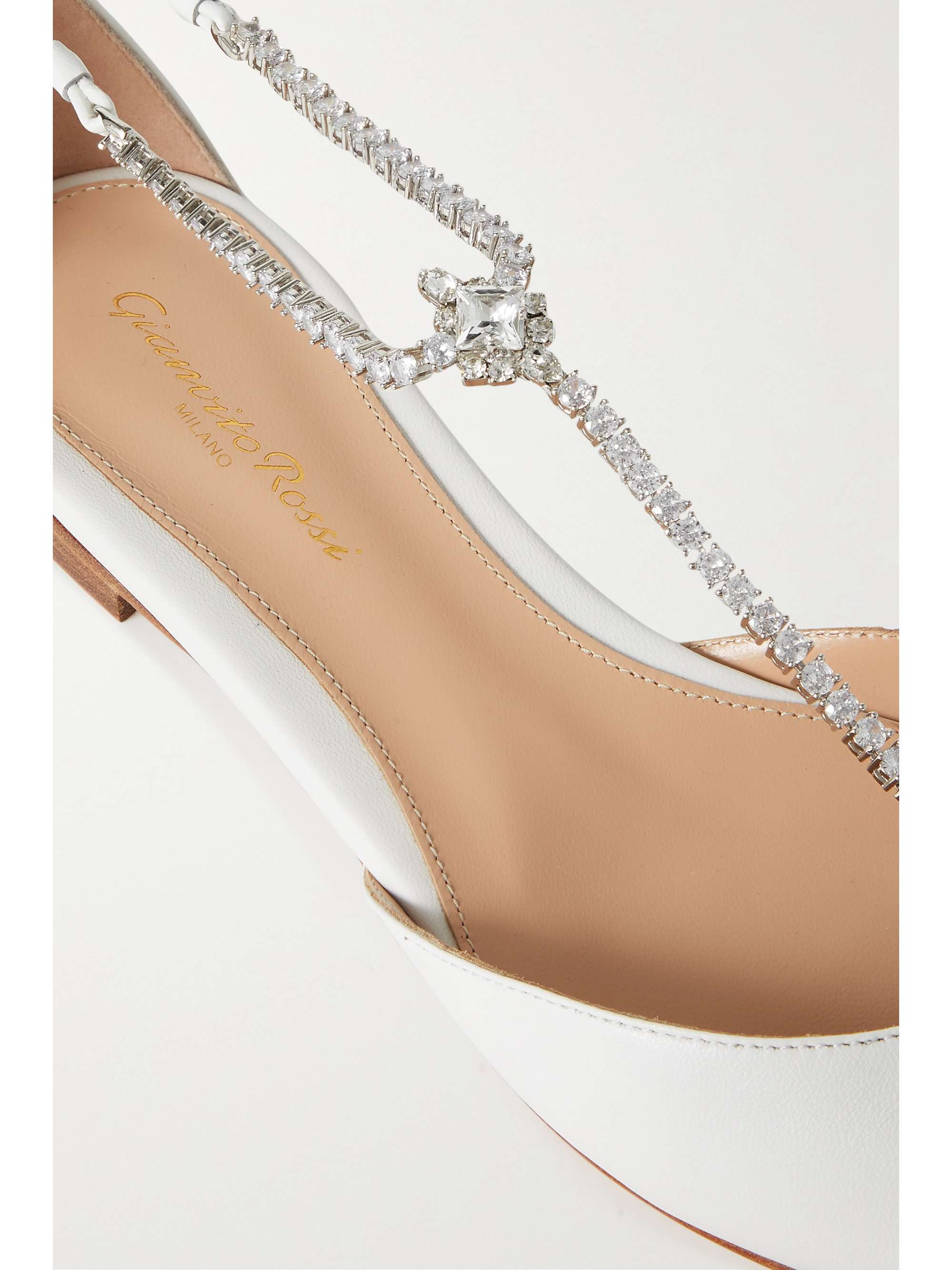 GIANVITO ROSSI Crystal-embellished leather point-toe flats