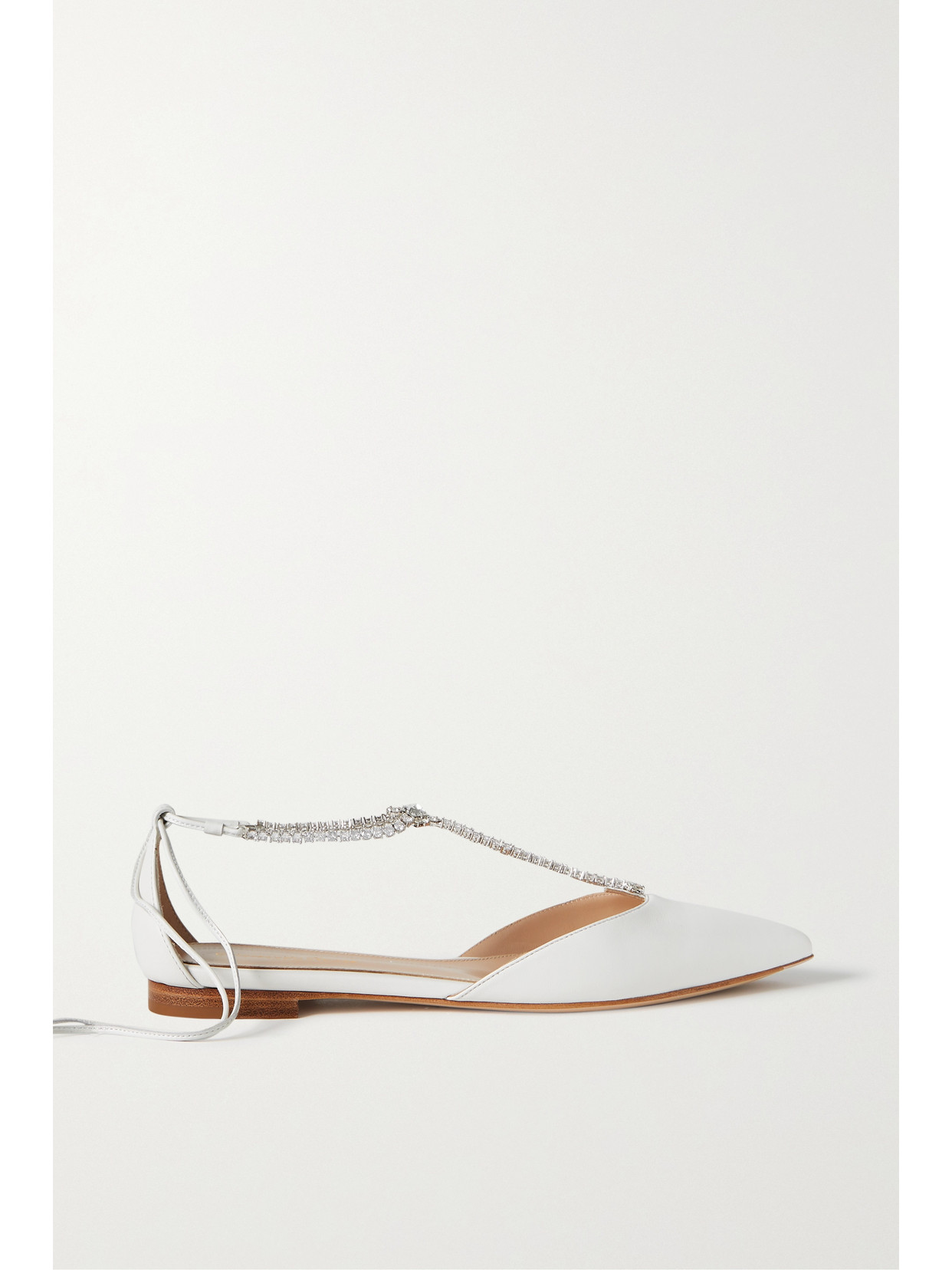 Gianvito Rossi - Crystal-embellished Leather Point-toe Flats - White